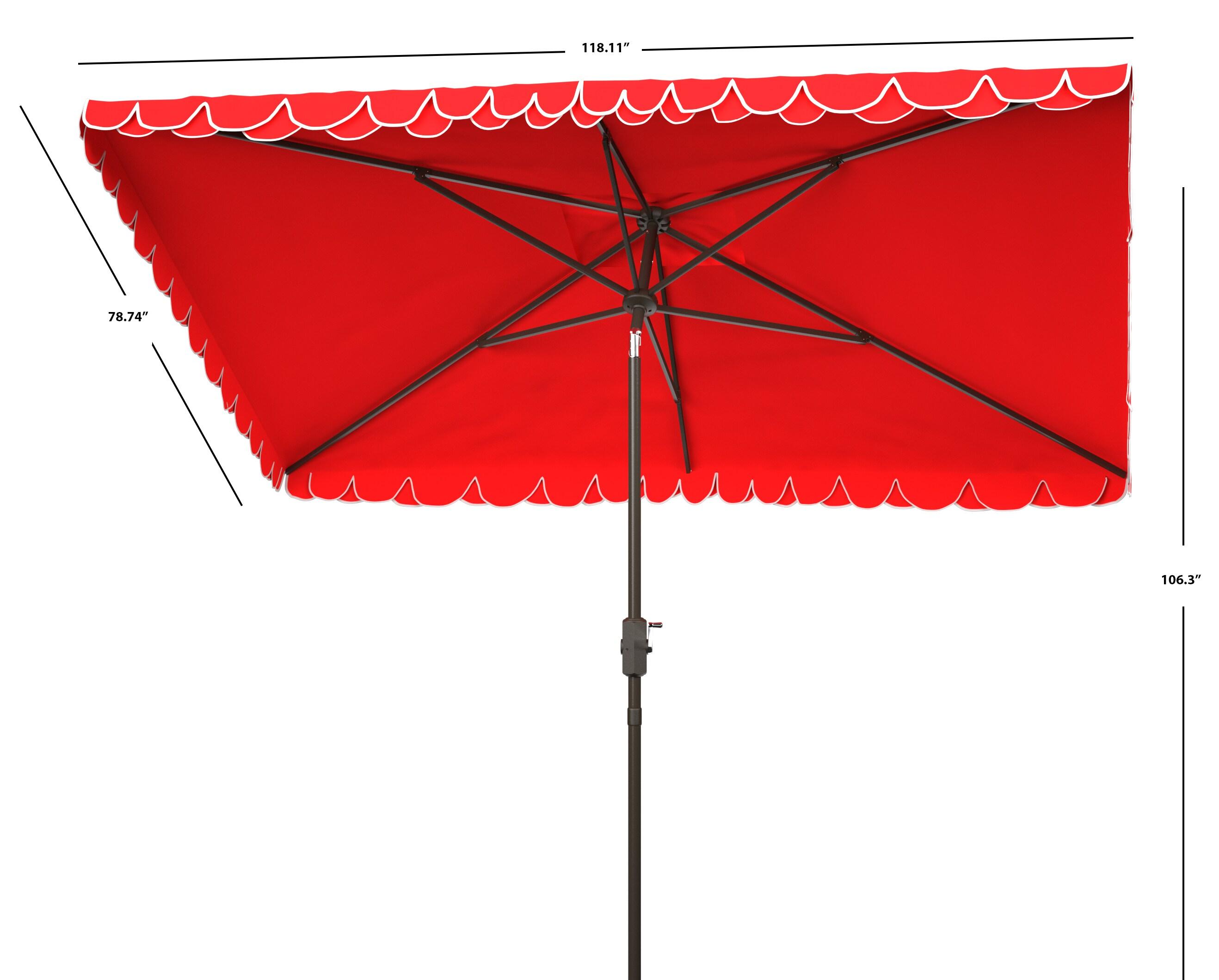 Elegant Valance 6.5 X 10 Ft Rectangle Umbrella - PAT8306 - Red - Safavieh