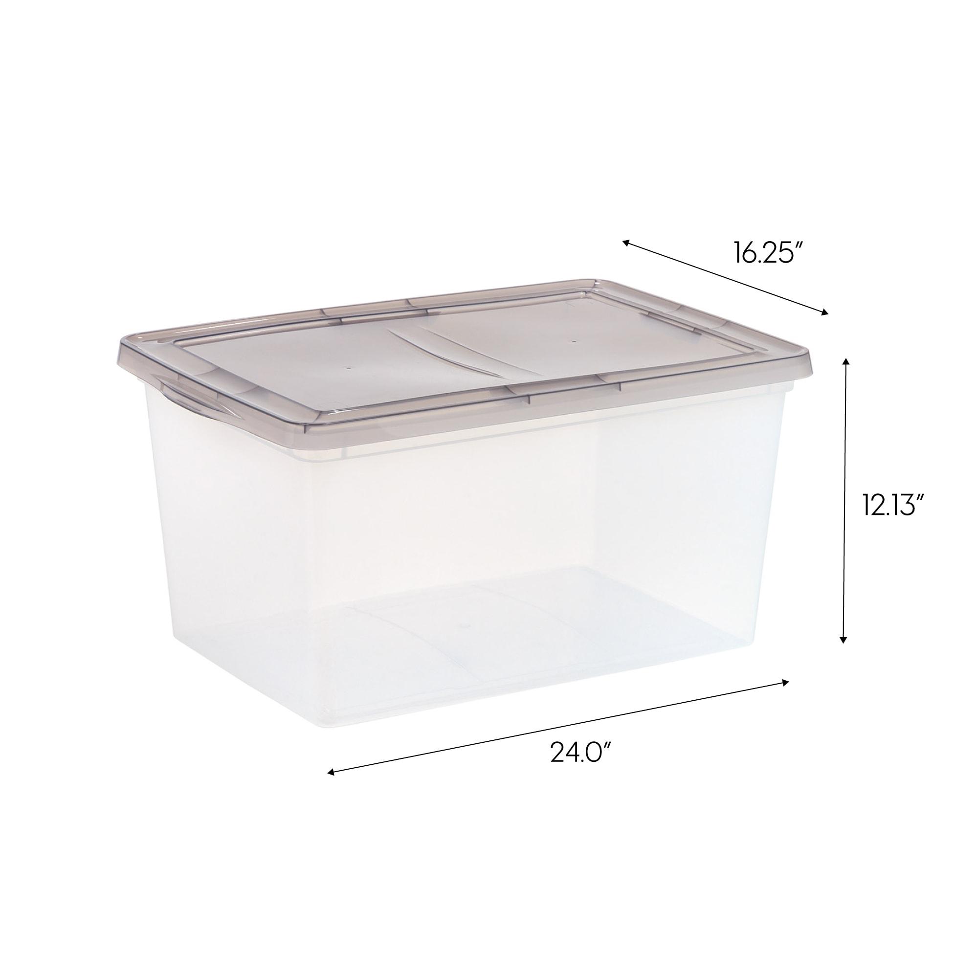 IRIS 58qt Snap Top Plastic Storage Bin: Clear, Stackable, Portable, Utility Storage Tubs & Totes, 24"x16.25"x12.125"