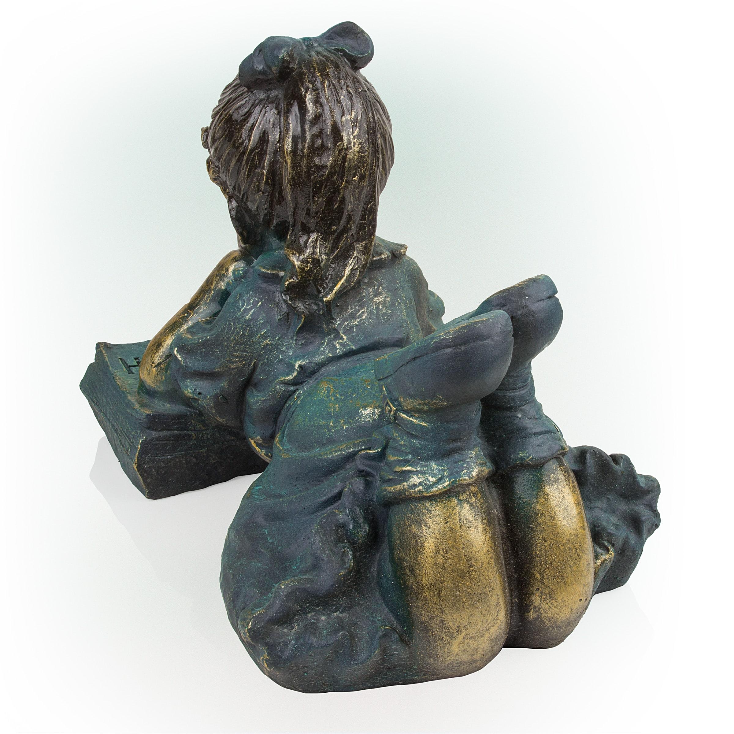 Alpine Corporation Girl Laying Down Reading Book Statue