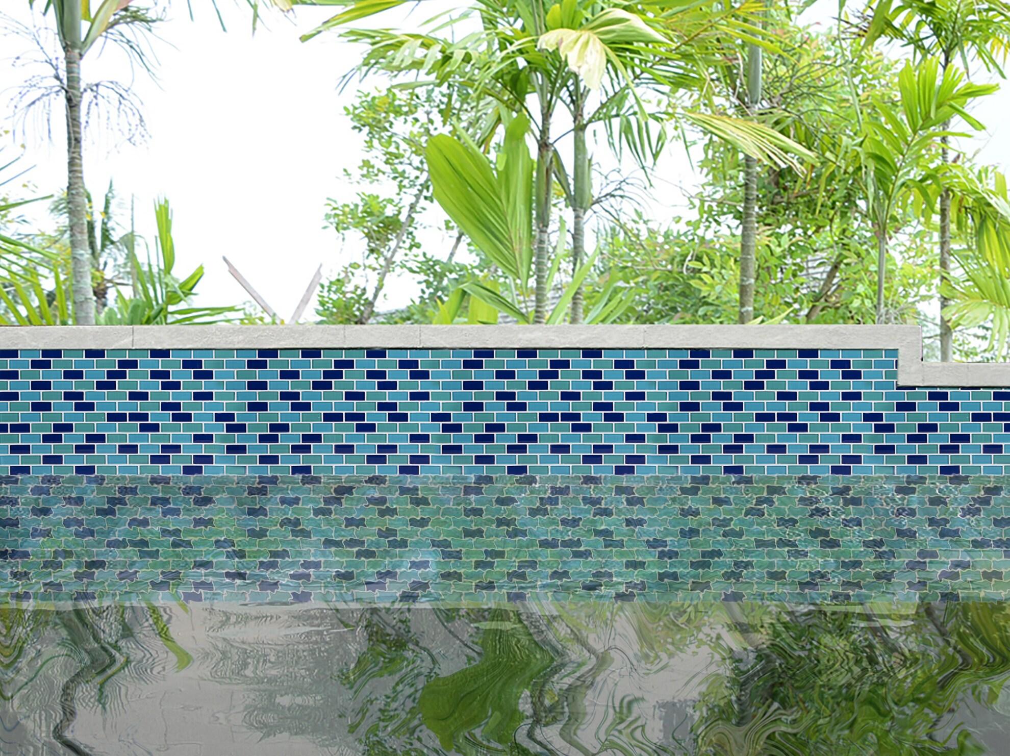 WS Tiles® Swimming Pool Series 1" x 2" Straight Edge Glass Mosaic Tile