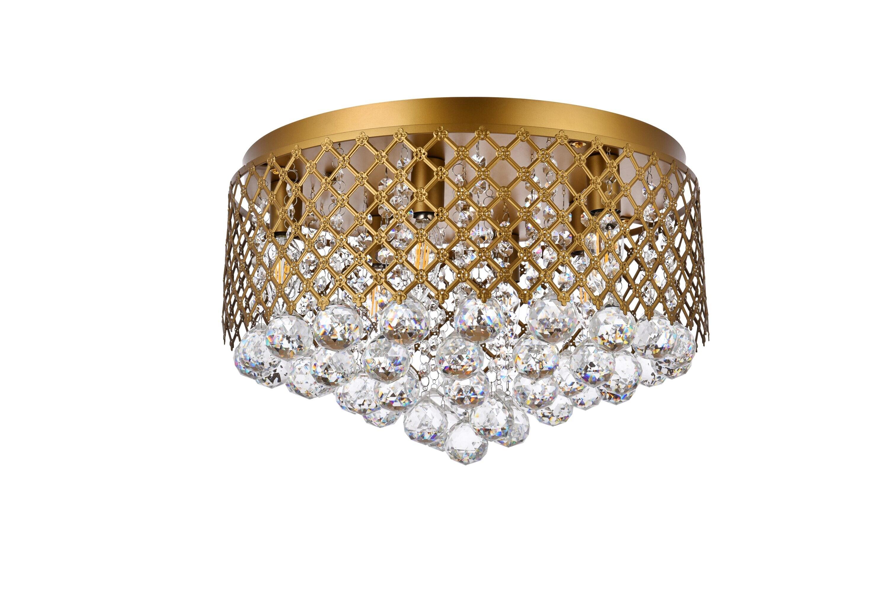Elegant Lighting Tully 6 lights brass flush mount