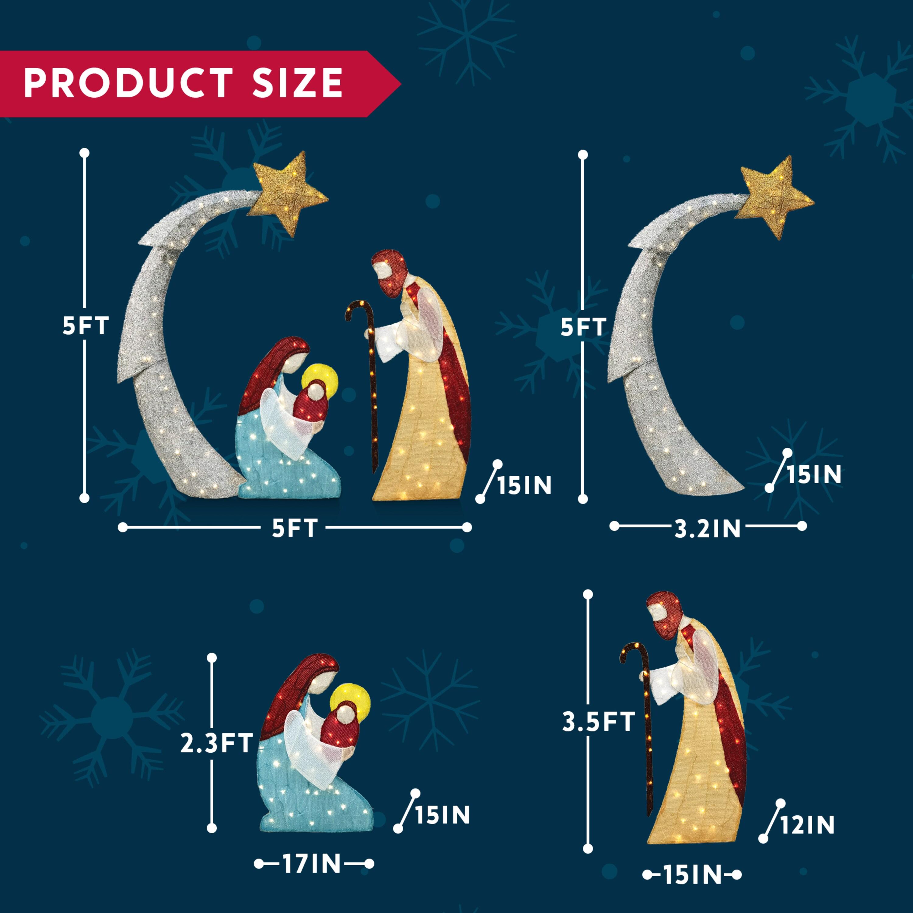 Joiedomi 5FT Christmas Nativity Scene Yard Light with Pre-Lit LED Lights for Indoor Outdoor Garden, Lawn, Christmas Event, Christmas Eve Night Decoration