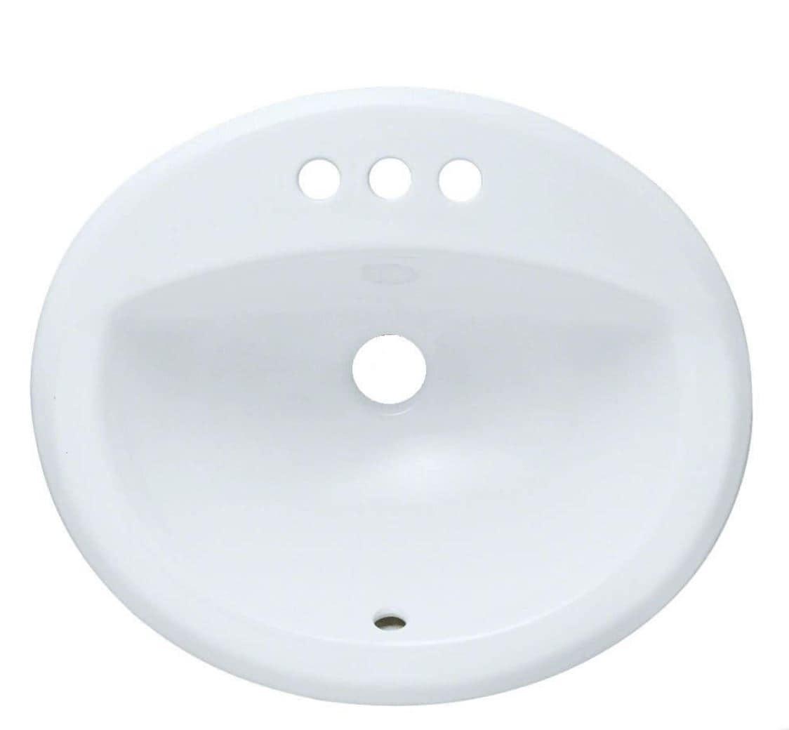 Kingsman Hardware Ceramic 19-in Drop-in Oval Modern White Bathroom Sink