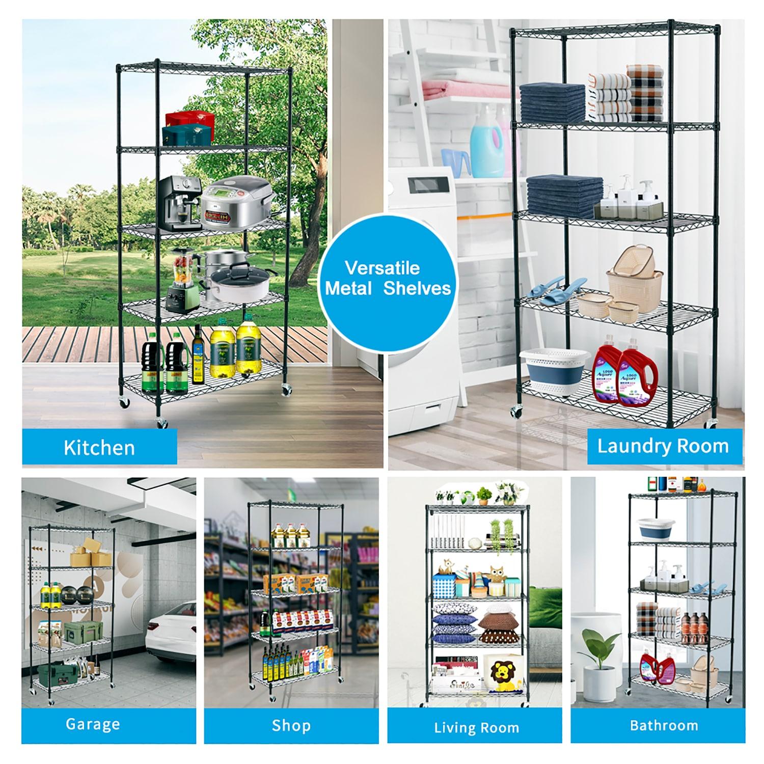 EFINE 5-Shelf Shelving Units and Storage on Wheels and 5-Shelf Liners