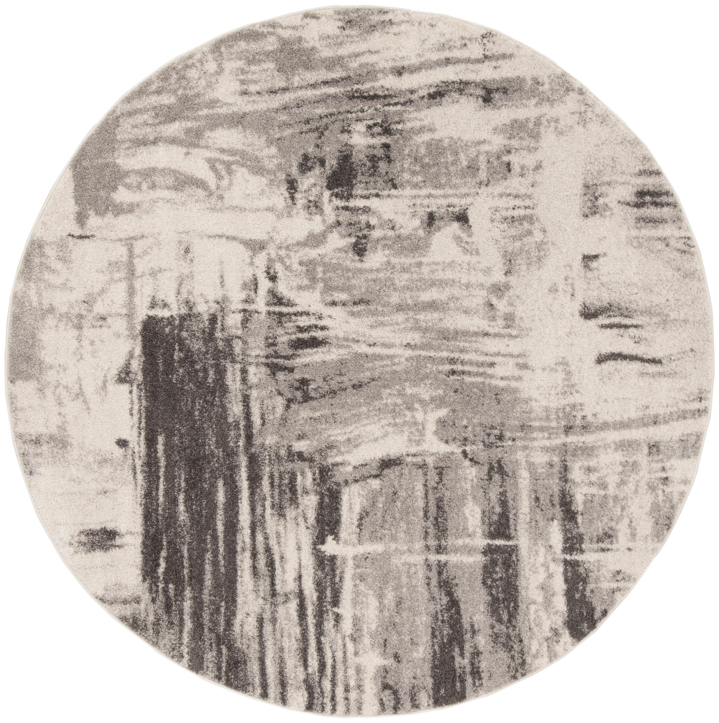 Adirondack ADR133 Machine Made Indoor Area Rug - Ivory/Grey - 6' Round - Safavieh