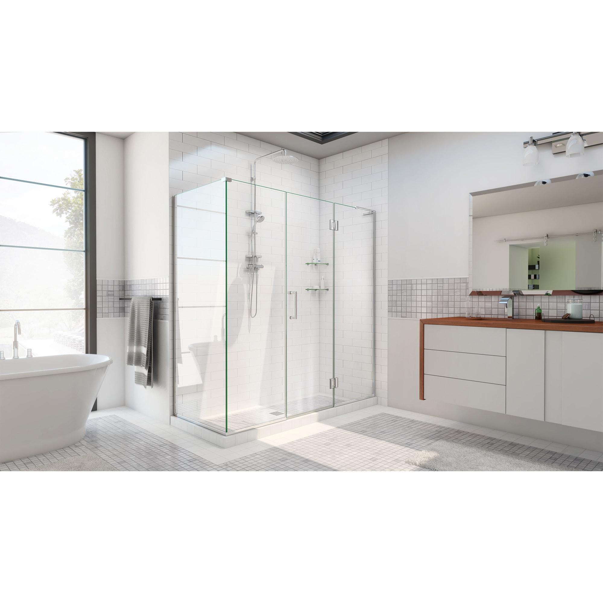 Unidoor-X Frameless Clear Glass Hinged Shower Enclosure, 52.5" x 34.375"