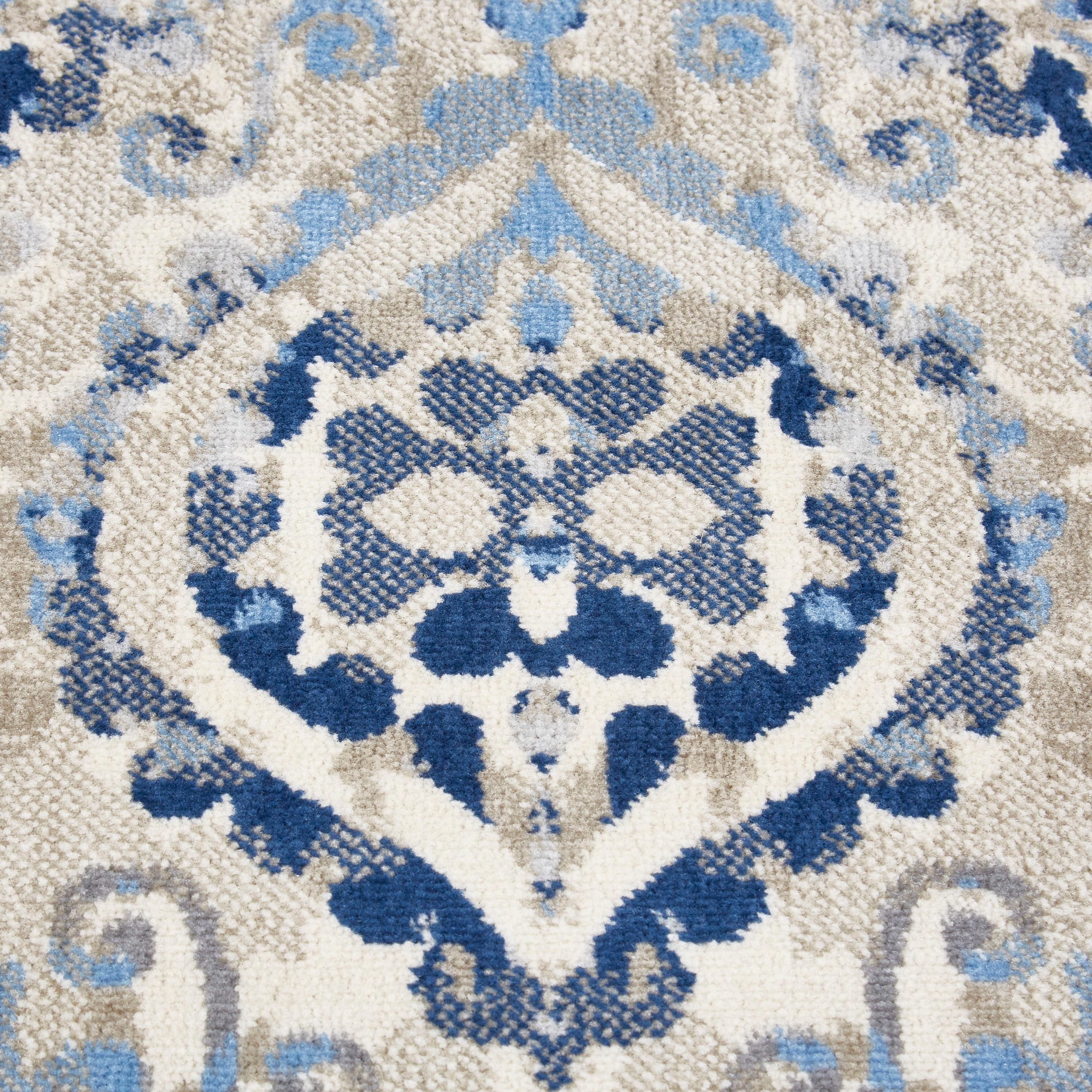 Home Dynamix Melrose Audrey Ogee Damask Area Rug, Ivory/Blue, 9'2"x12'5"