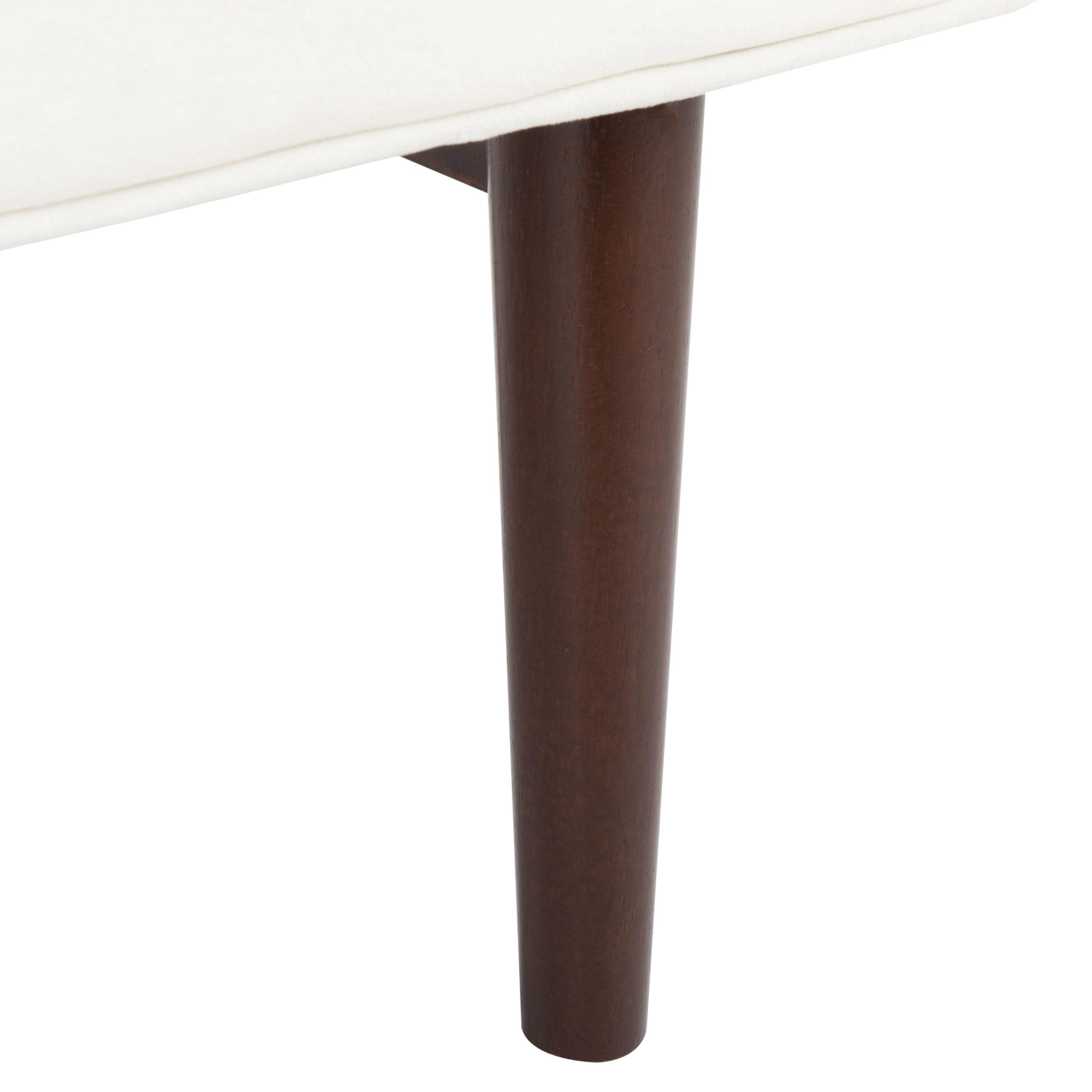 Henri Mid-Century Bench - Cream Velvet/Walnut - Safavieh