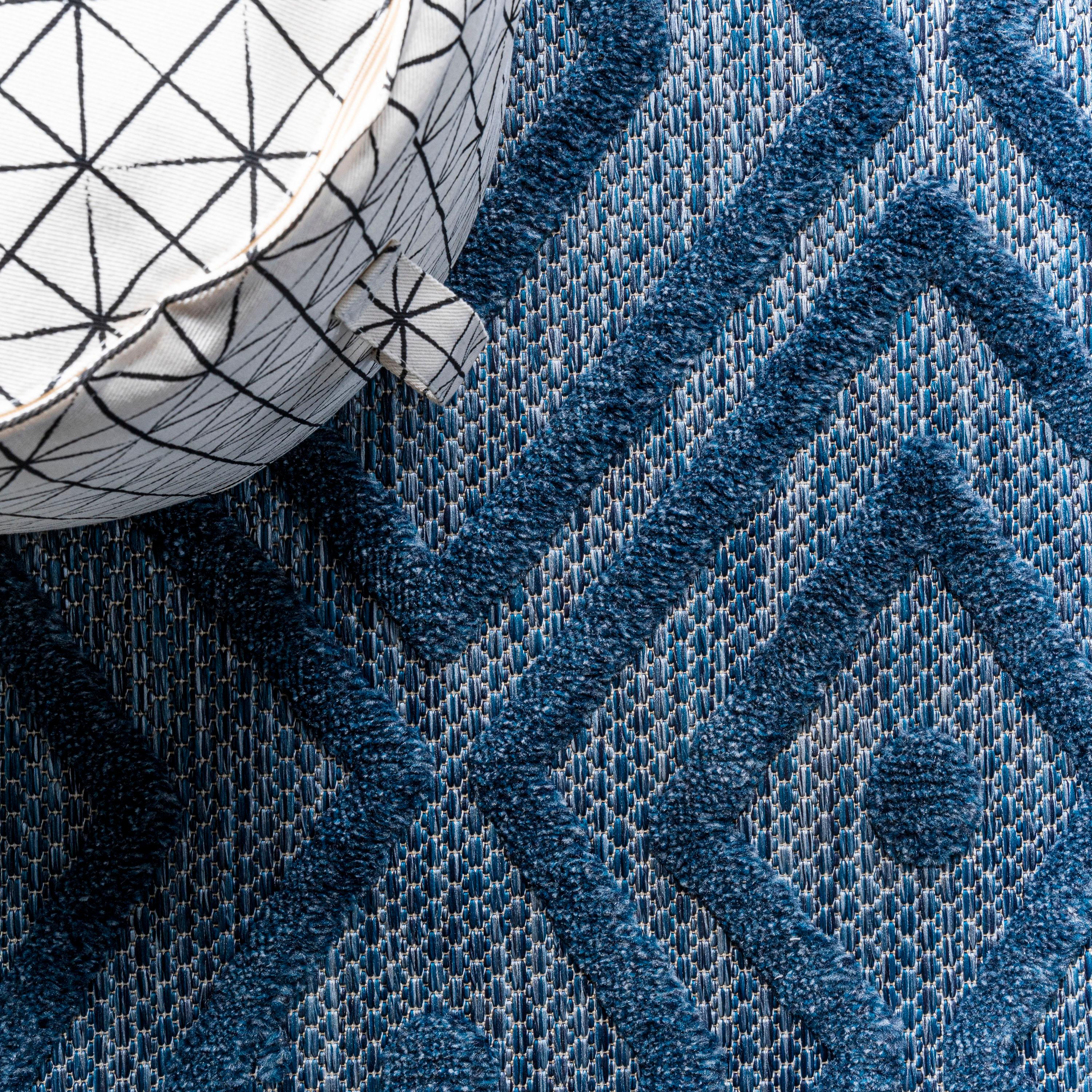 5'x8' Balansat Moroccan Diamond Indoor/Outdoor Area Rug, Navy - JONATHAN Y