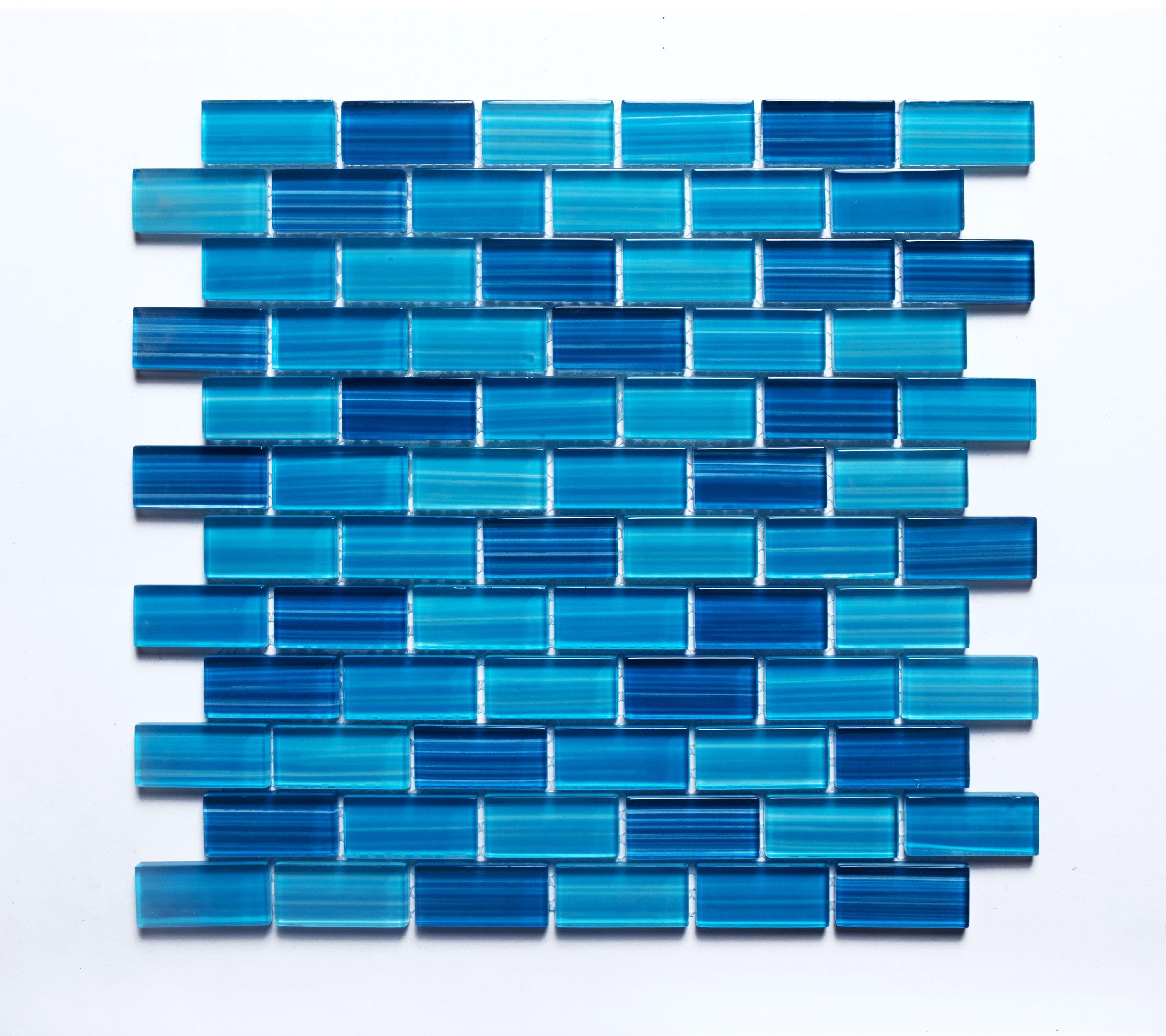 Swimming Pool Series 1" x 2" Straight Edge Glass Mosaic Tile