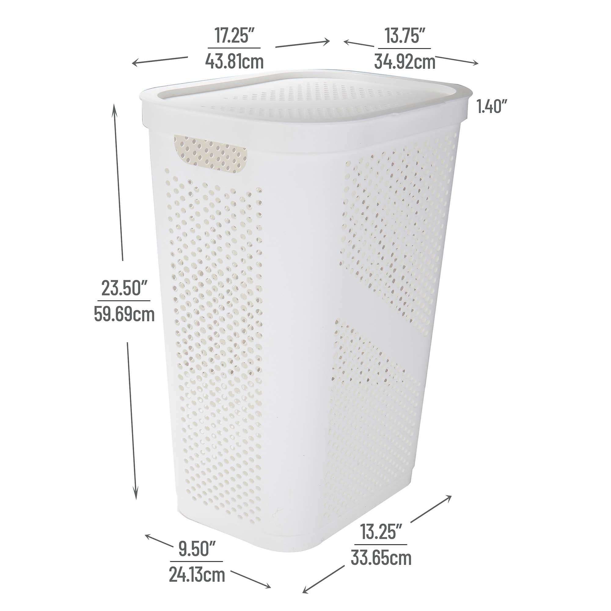 Mind Reader Mind Reader 60L Slim Laundry Hamper, Clothes Basket, Lid, Ventilated, Plastic, 17.25"L x 13.75"W x 23.5"H, 2-Pack