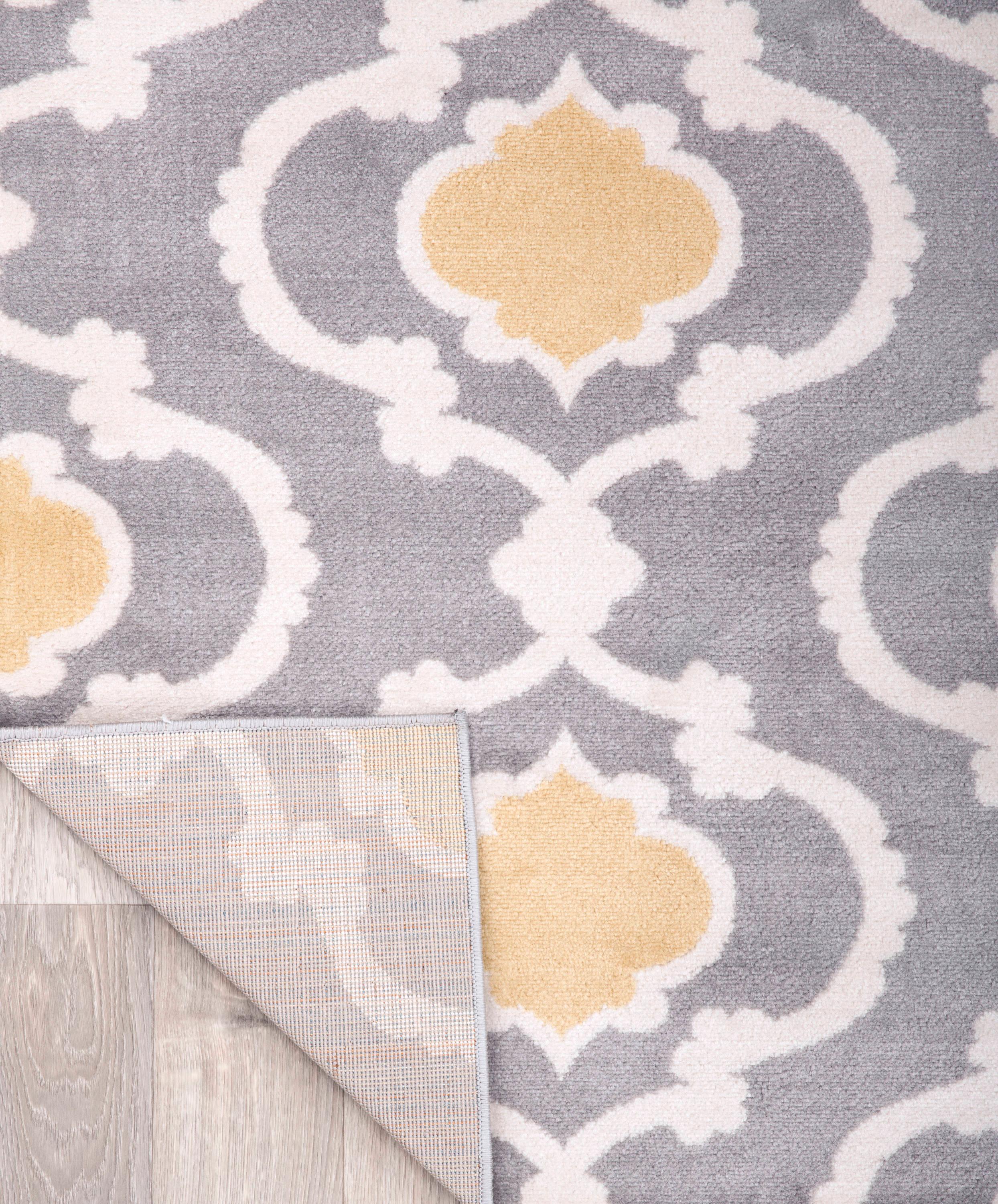 World Rug Gallery Moroccan Trellis Contemporary Area Rug - Yellow gray 7'10" x 10'2"