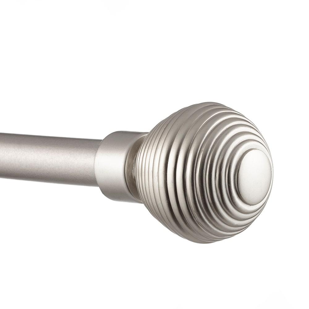 EXCLUSIVE HOME Modern Layer 1" Curtain Rod and Coordinating Finial Set, Matte Silver, Adjustable 36"-72"