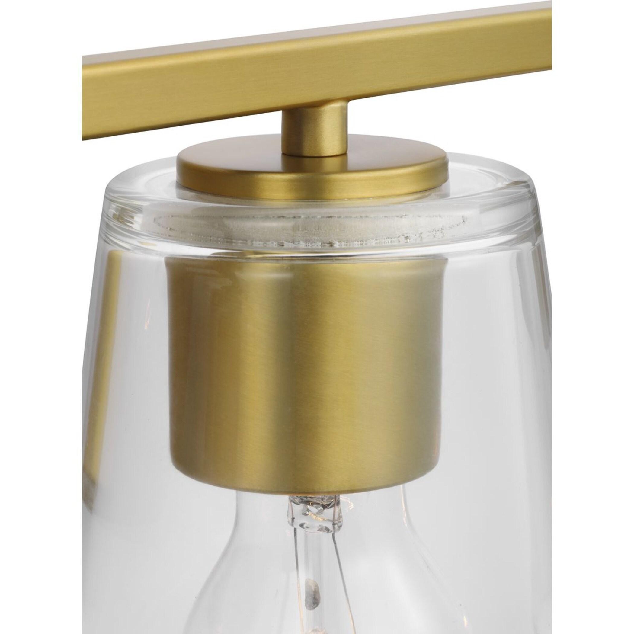 Vertex Collection Four-Light Brushed Gold Clear Glass Contemporary Bath Light