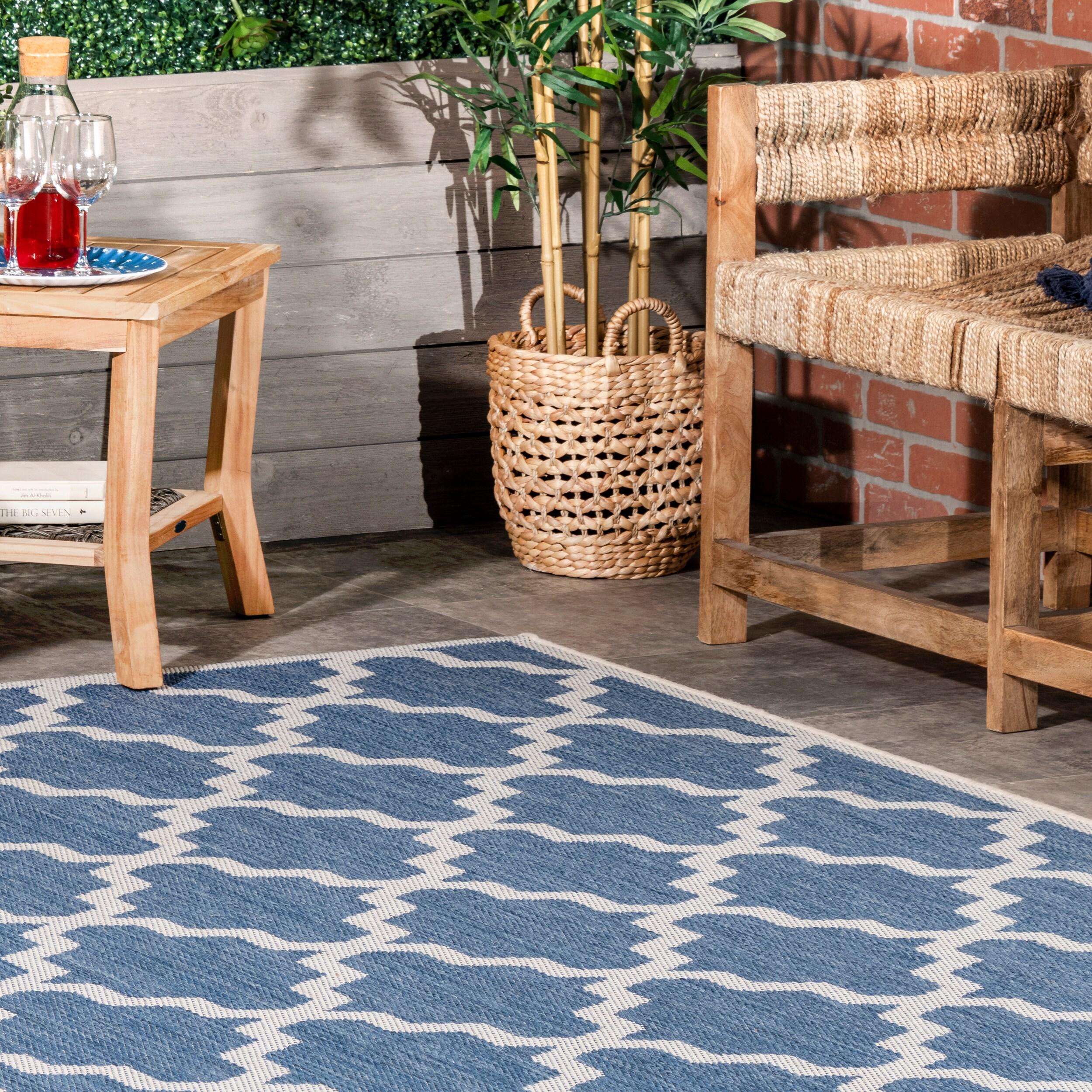 nuLOOM Gina Moroccan Indoor/Outdoor Accent Rug, 3' x 5', Blue