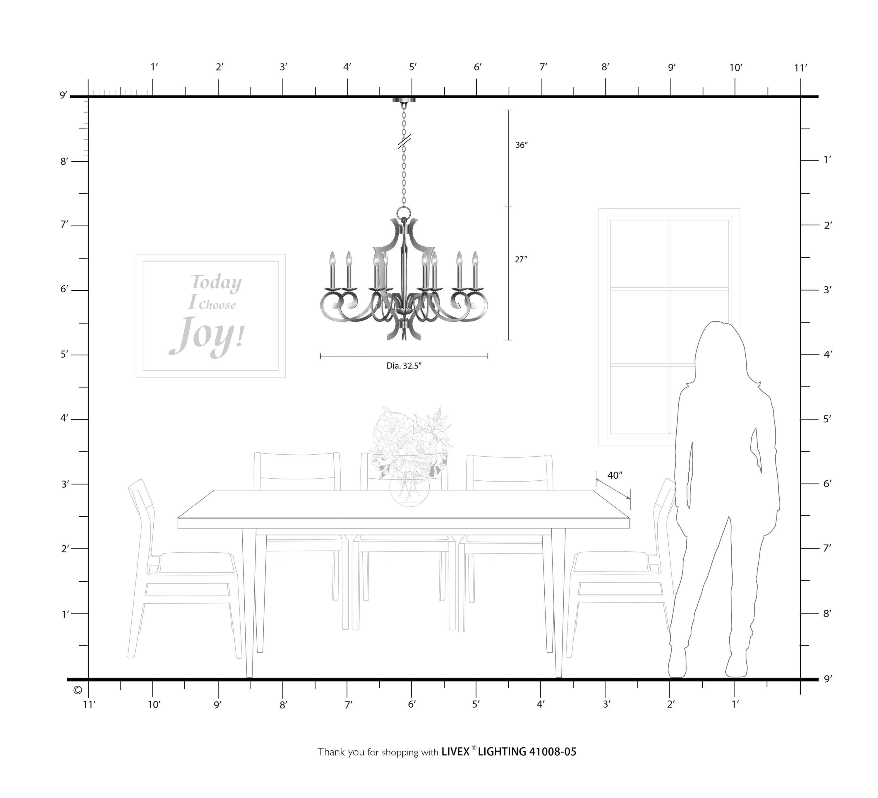 Livex Lighting Aldrich 8 - Light Chandelier in  Polished Chrome