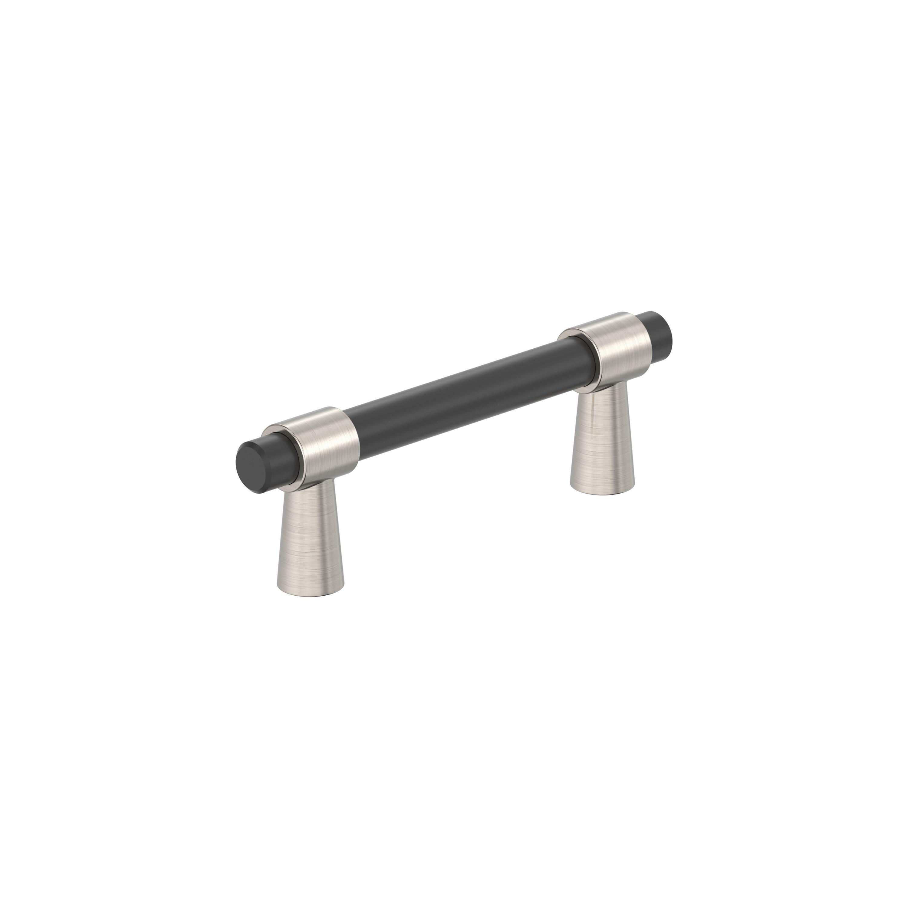 Amerock Mergence 3 inch (76mm) Center-to-Center Matte Black/Satin Nickel Cabinet Pull