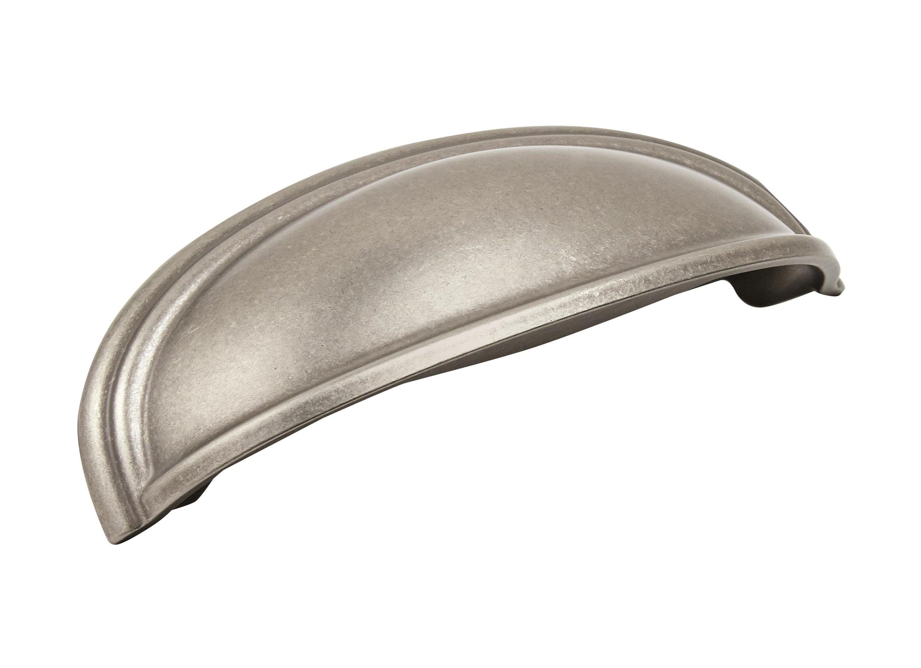 Amerock Ashby 3 inch or 4 inch (76mm or 102mm) Center-to-Center Weathered Nickel Cabinet Cup Pull