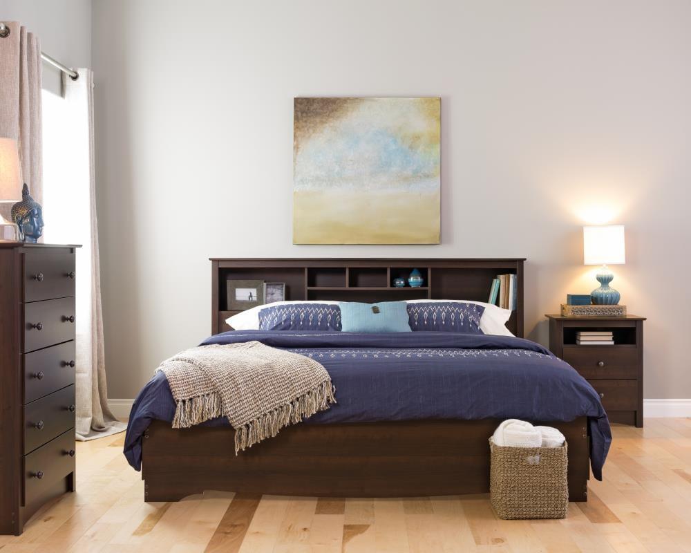 King Mate's Platform Storage Bed with 6 Drawers Espresso - Prepac: King-Sized, Laminated Finish, Pine Wood