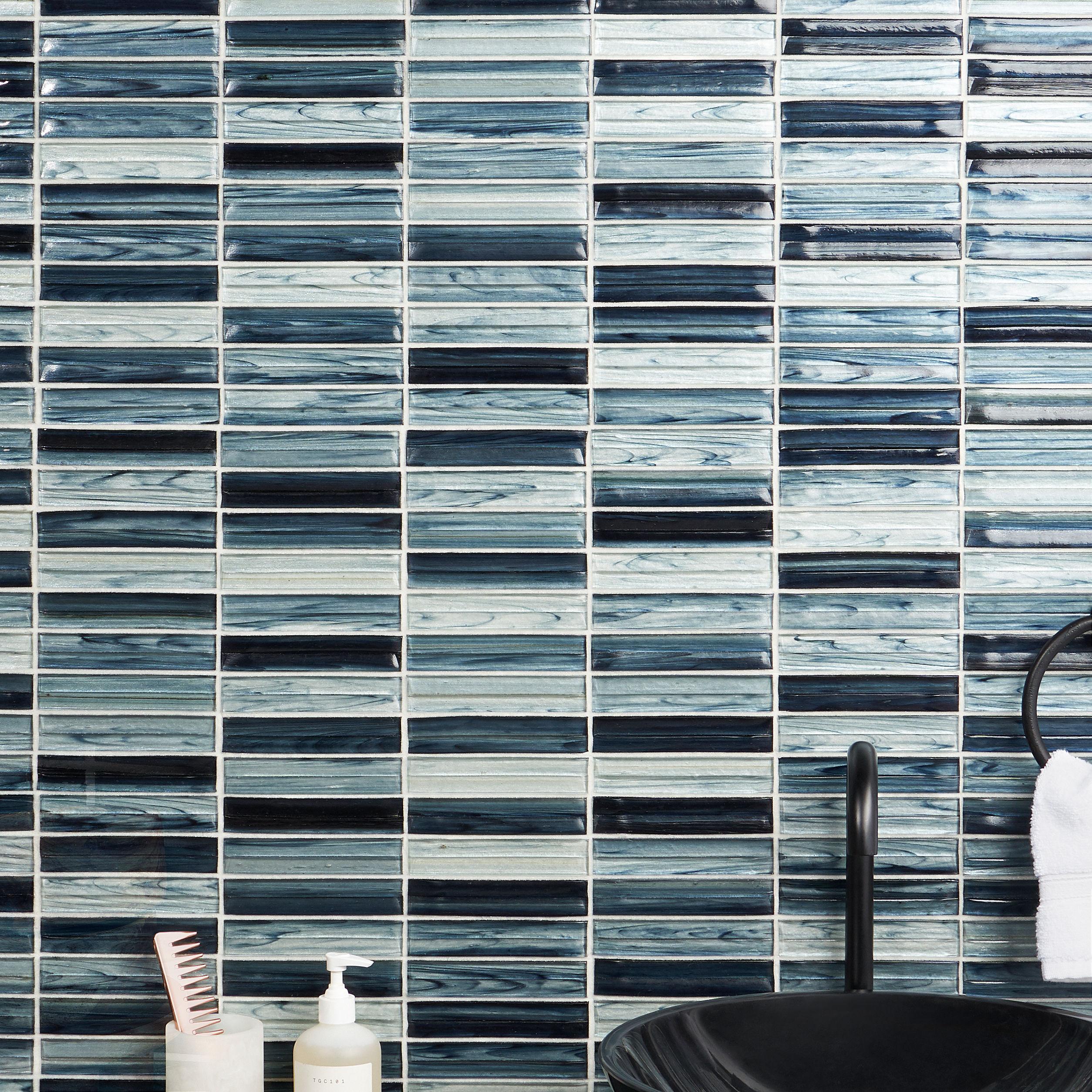 Tara Stacked 11.61" x 11.73" Molten Glass Mosaic Wall Tile (0.95 Sq. Ft. / Sheet)