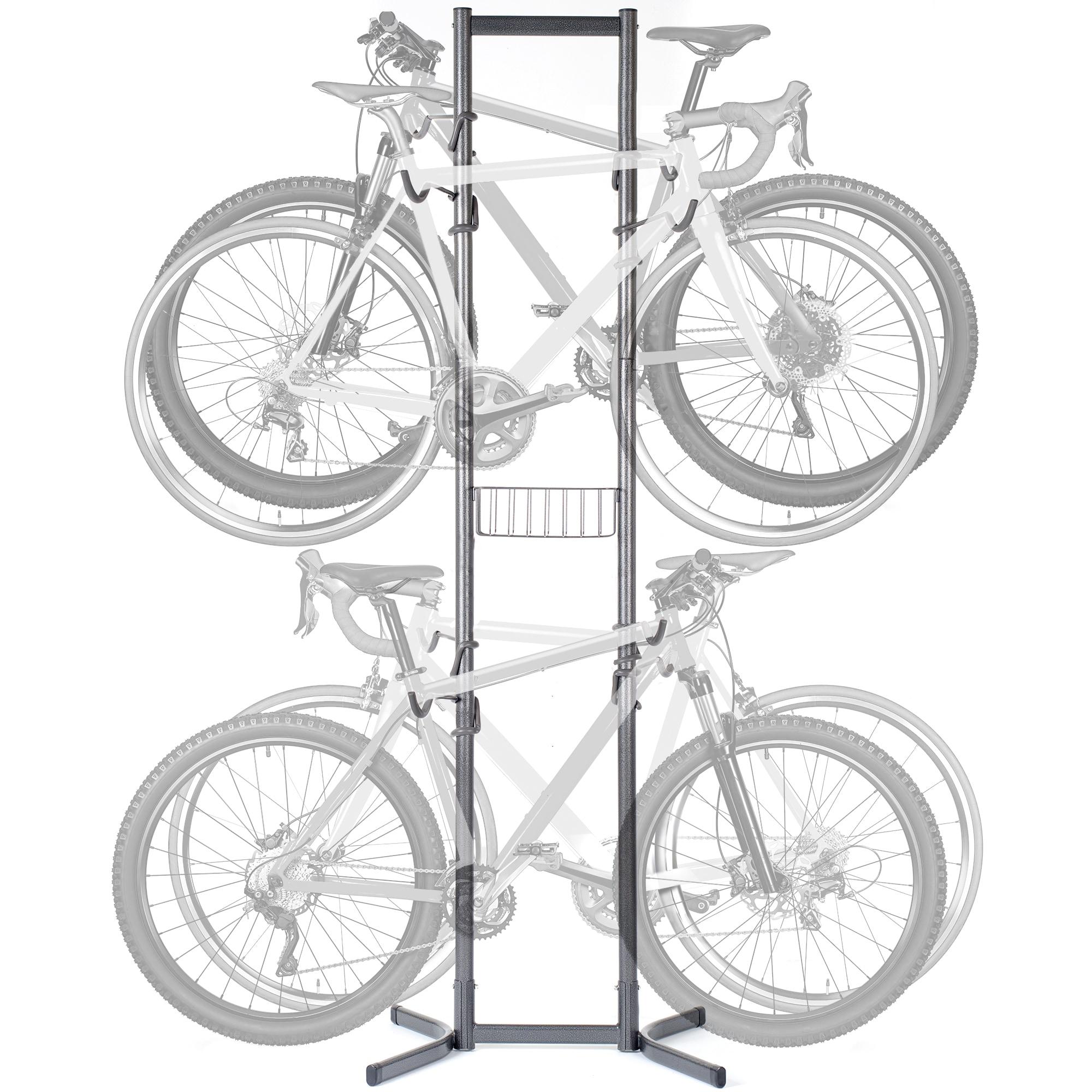 Four Bike Free-Standing Rack With Basket