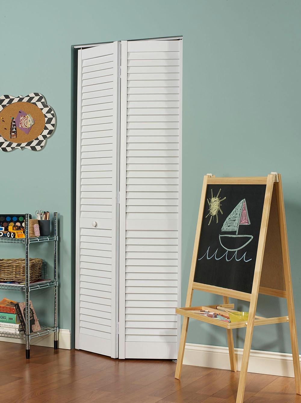 Seabrooke Louvered PVC Bifold Door fits 30"w x 80"h White