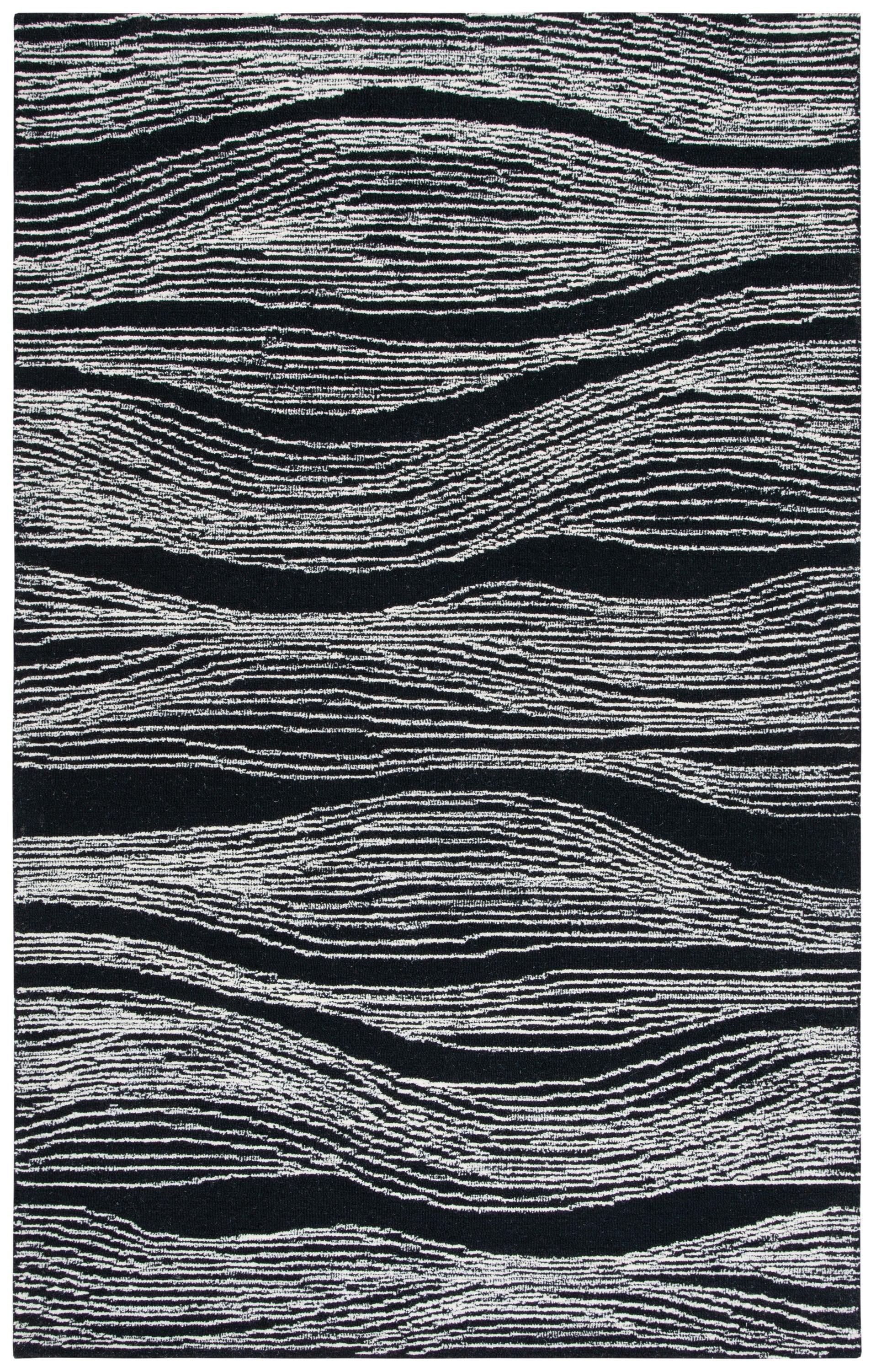 SAFAVIEH Metro Bridget Abstract Area Rug, Black/Ivory, 4' x 6'