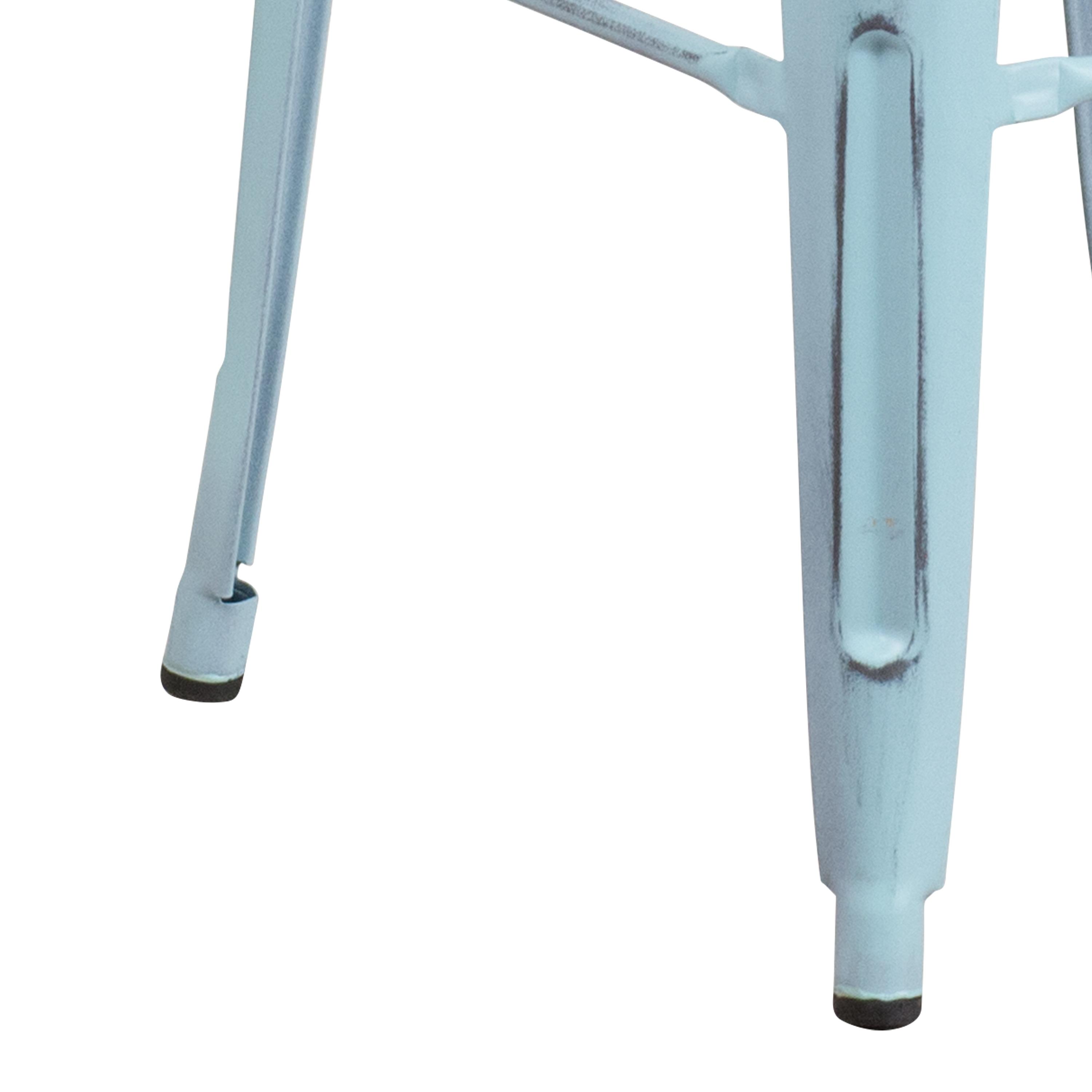 Flash Furniture Commercial Grade 30" High Backless Distressed Green-Blue Metal Indoor-Outdoor Barstool