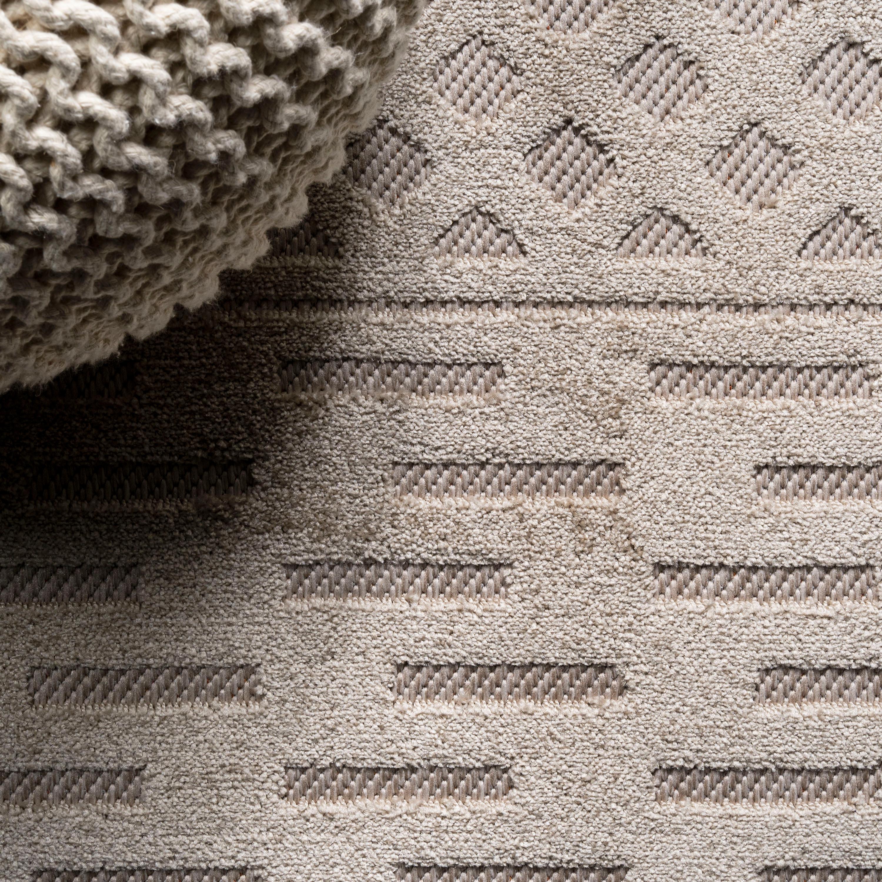 2'x8' Xlendi High-Low Pile Moroccan Geometric Indoor/Outdoor Runner Rug, Beige - JONATHAN Y