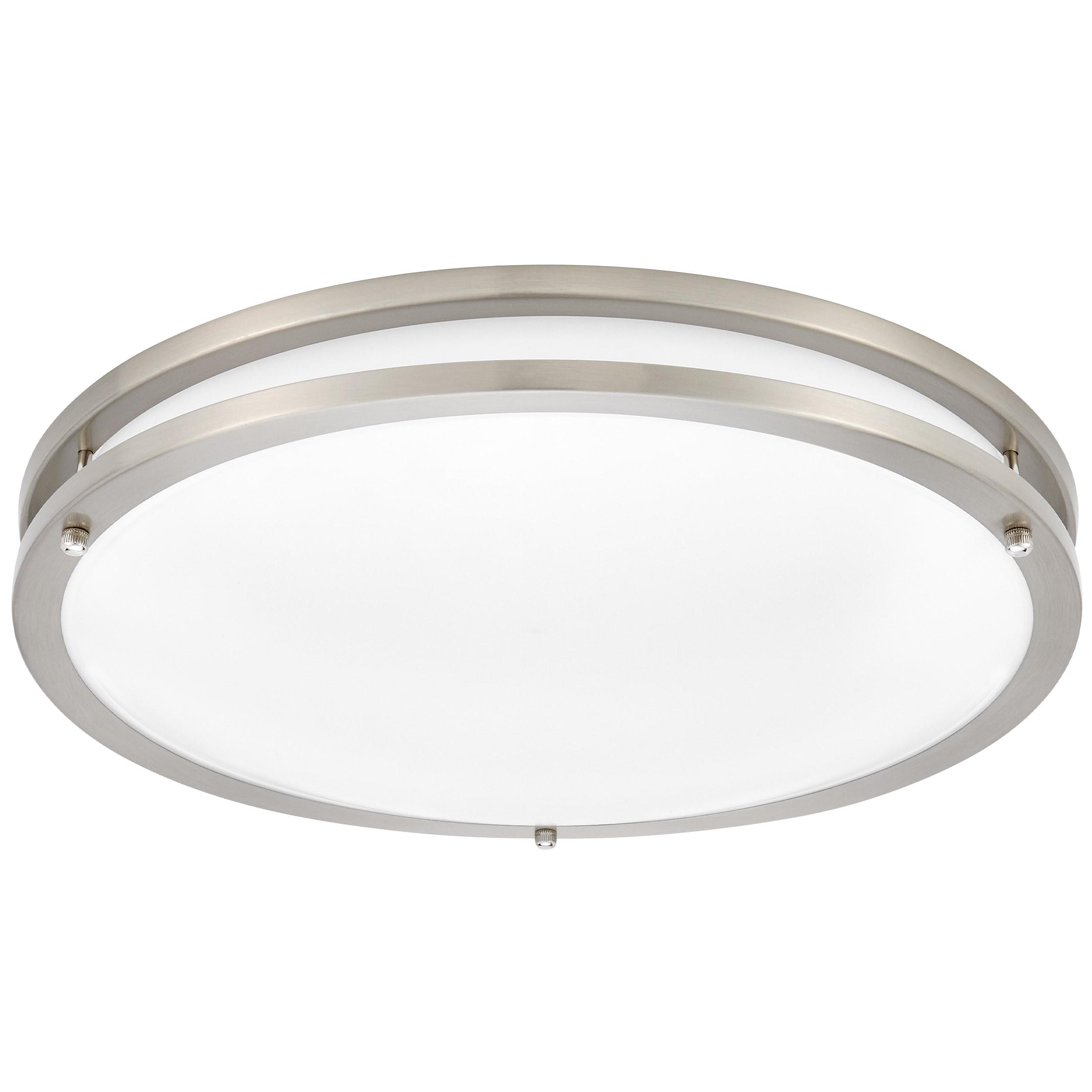 Maxxima 16 in. Satin Nickel LED Ceiling Mount Fixture 3000K Warm White, 2600 Lumens, Dimmable