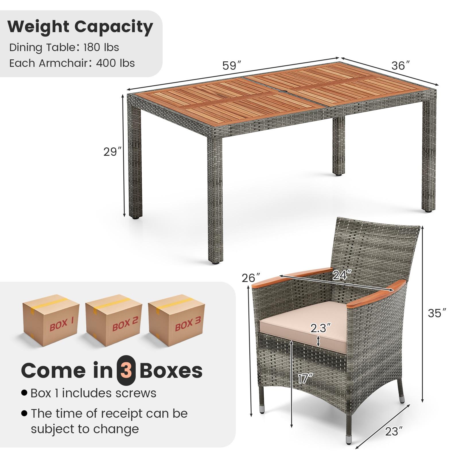 Hokku Designs Artimiza 6 - Person Acacia Patio Dining Set with Rectangular Table (Set of 7)