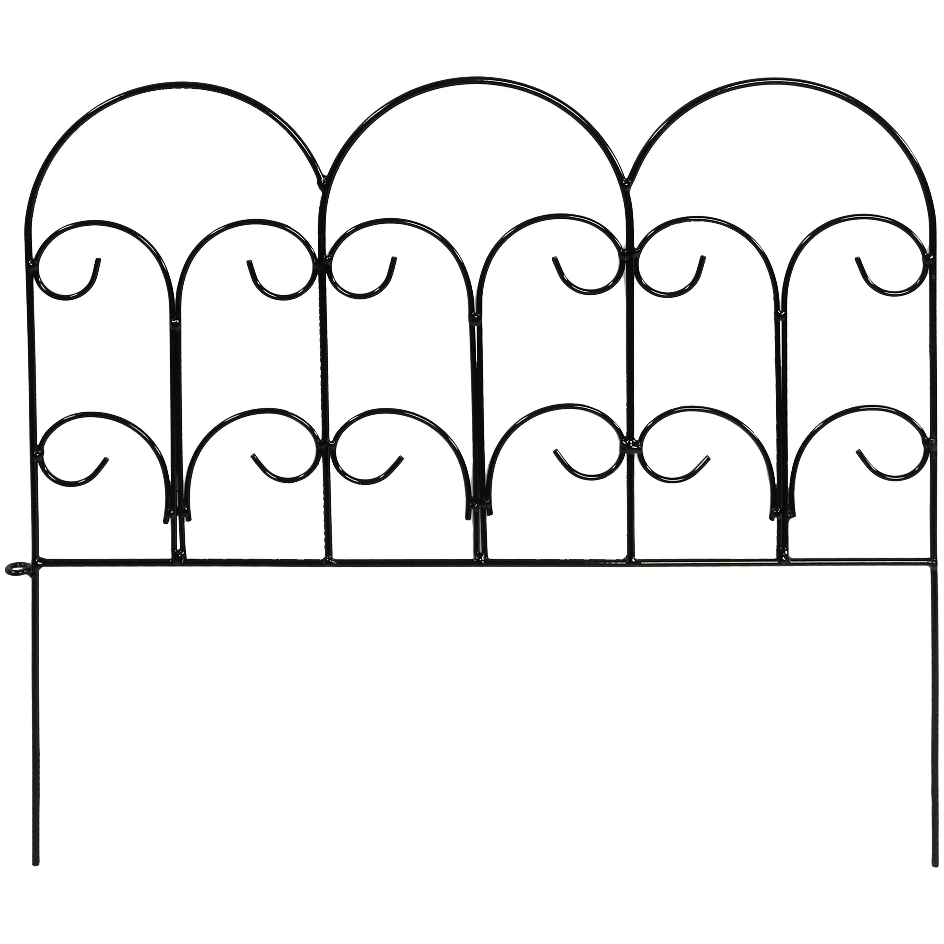 SunnyDaze Decor Victorian 16" x 18" Black Iron Decorative Garden Fence Panels (Set of 5)