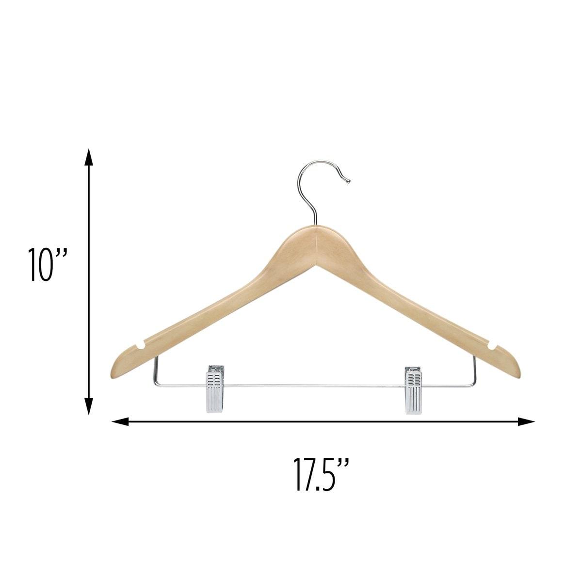 Honey-Can-Do 12pk Maple Wood Suit Hangers: Adjustable Beige Clothes Hangers for Suits, Multipurpose Storage