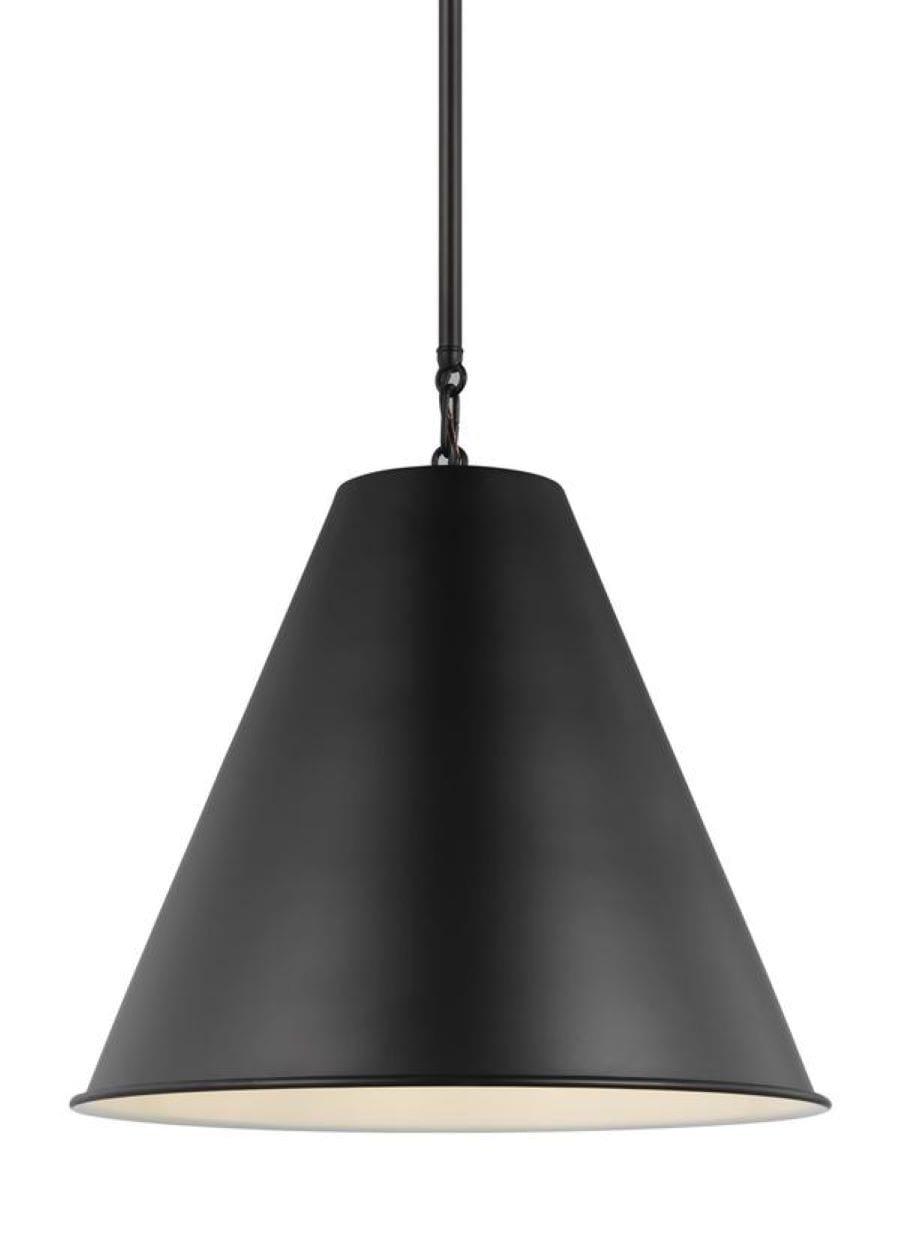 Midnight Black Nickel-Finish 1-Light Pendant with Steel Shade