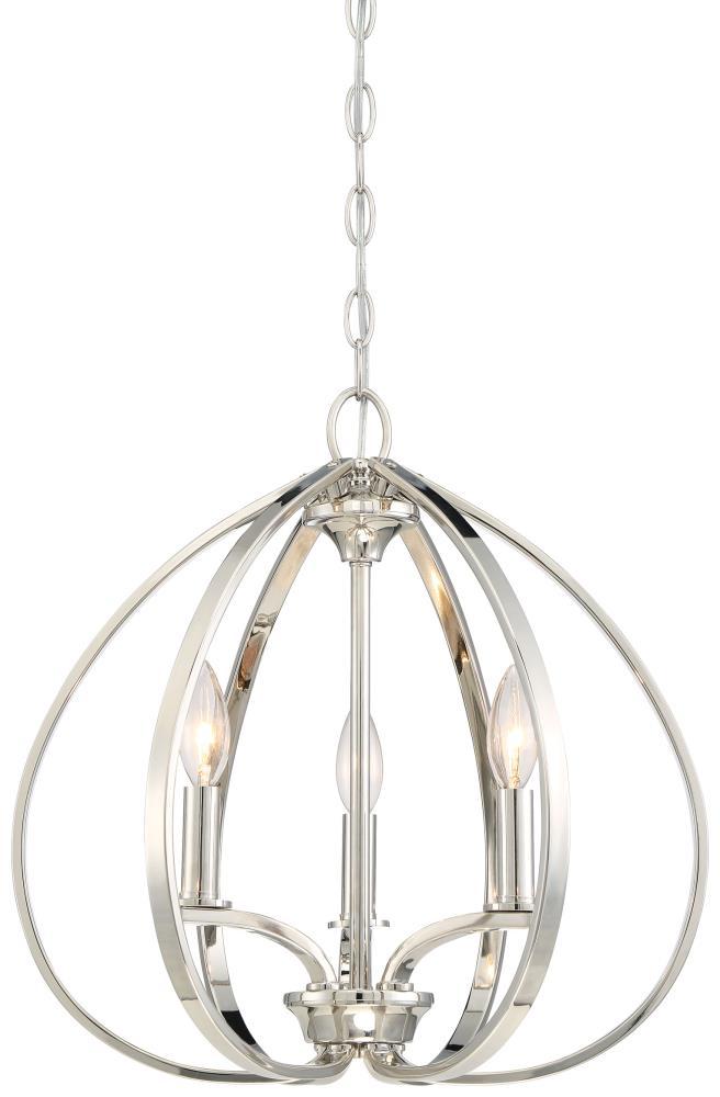 Minka Lavery Polished Nickel Pendant Chandelier 16 1/2" Wide Modern 3-Light Fixture for Dining Room House Foyer Kitchen Entryway