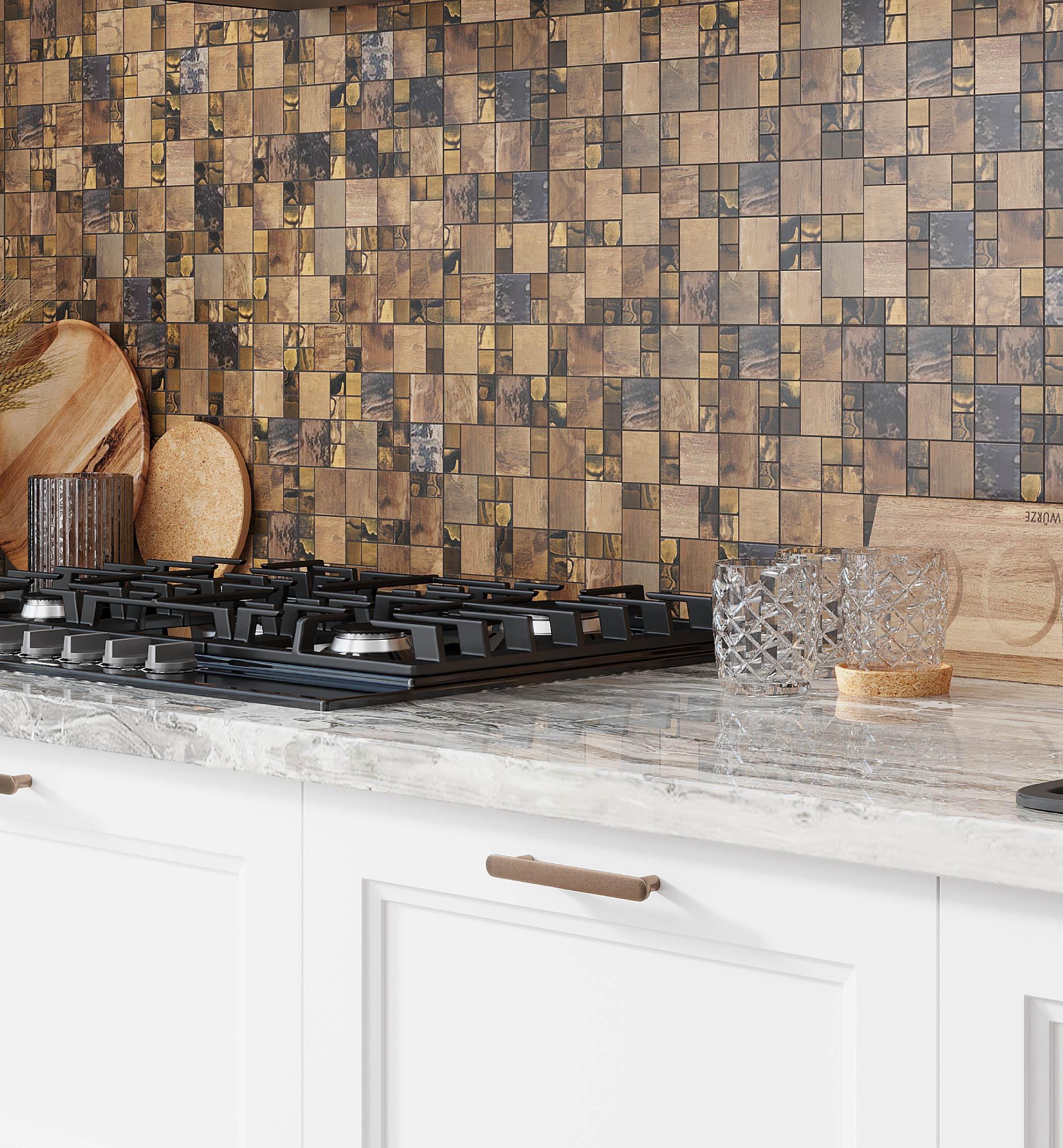 12" x 12" Metal Random Mosaic Wall & Floor Tile