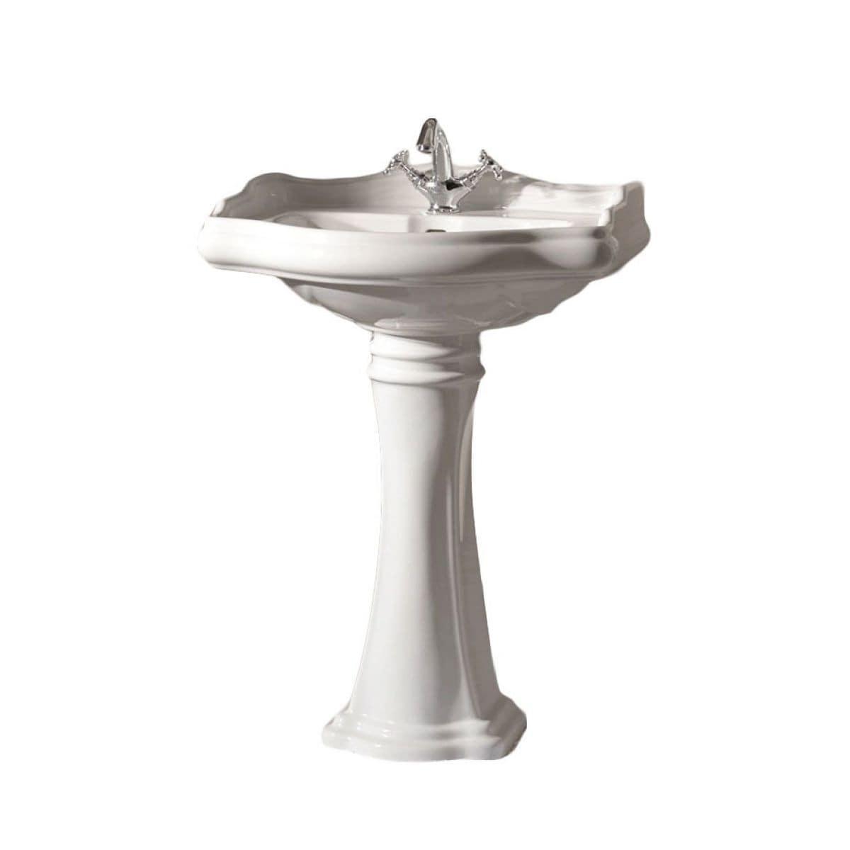 WS Bath Collections 18.3'' White Ceramic U-Shaped Bathroom Sink with Overflow