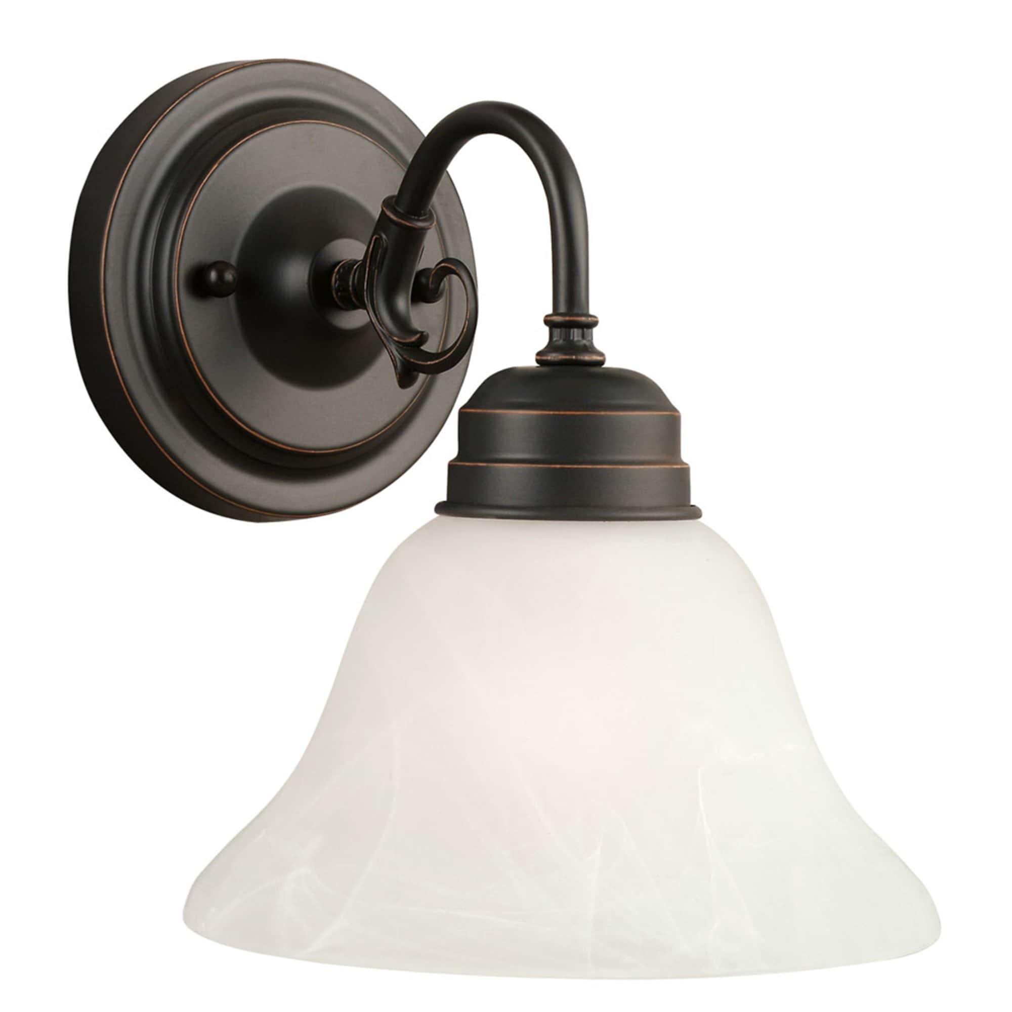 Design House Millbridge Traditional 1-Light Dimmable Wall Light w/ Alabaster Glass in Oil Rubbed Bronze