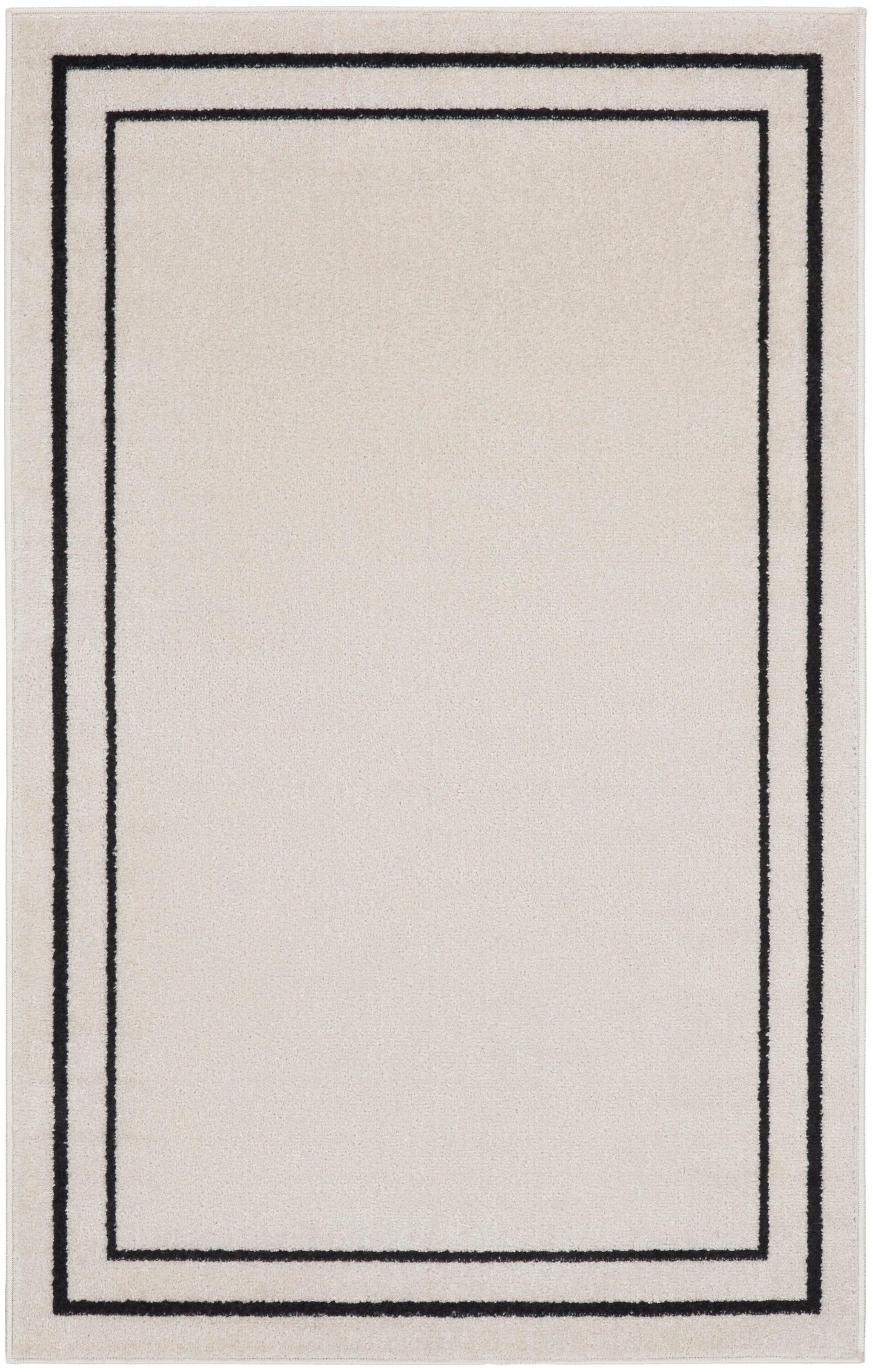 Nourison Essentials 2' x 4' Ivory/Black Contemporary Indoor/Outdoor Rug