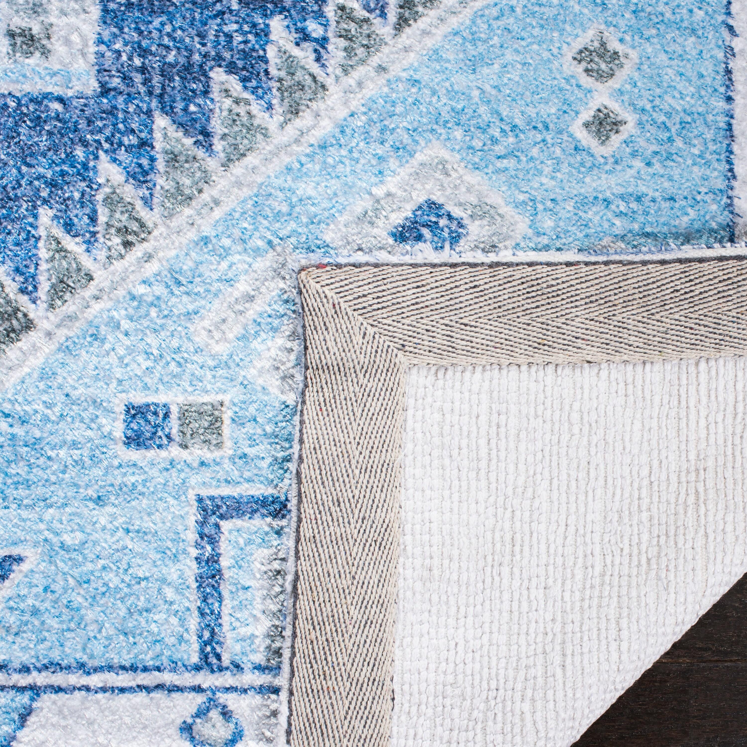 Saffron SFN549 Hand Loomed Area Rug - Blue/Ivory - 5'x8' - Safavieh.