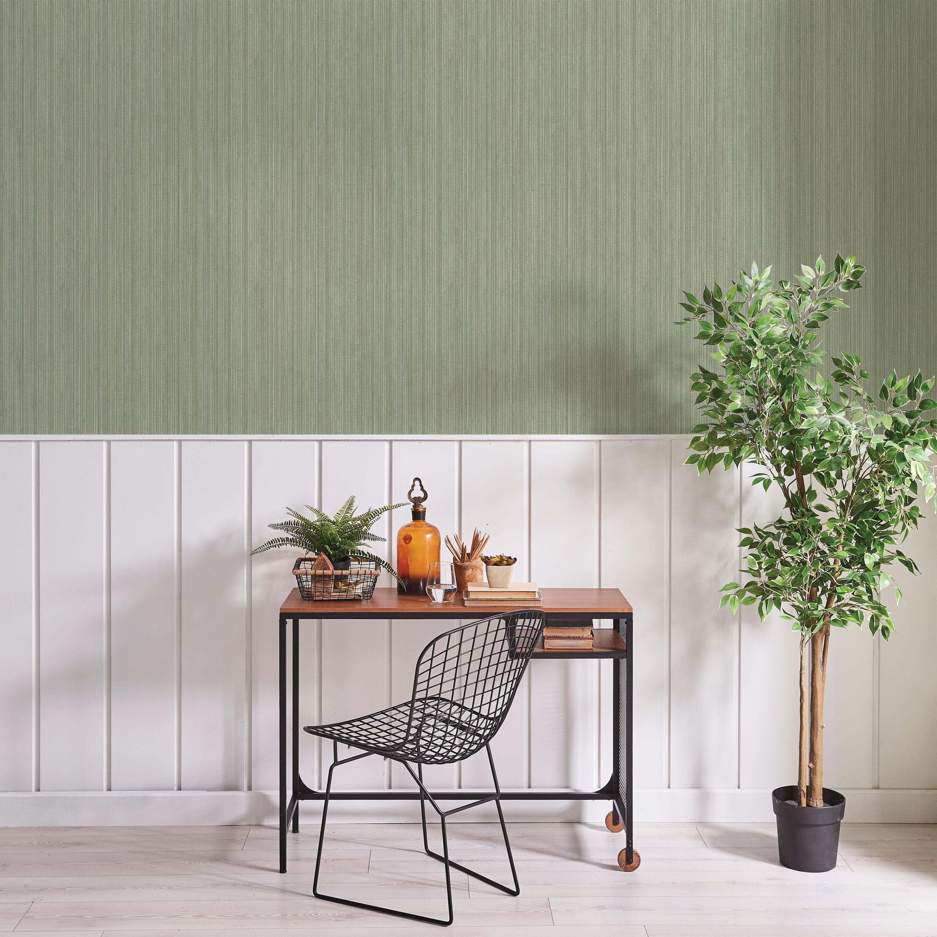 Tempaper & Co.® Faux Grasscloth Removable Peel and Stick Wallpaper, Textured Sage, 28 sq. ft.: Vinyl, Self-Adhesive, Wood Grain Design