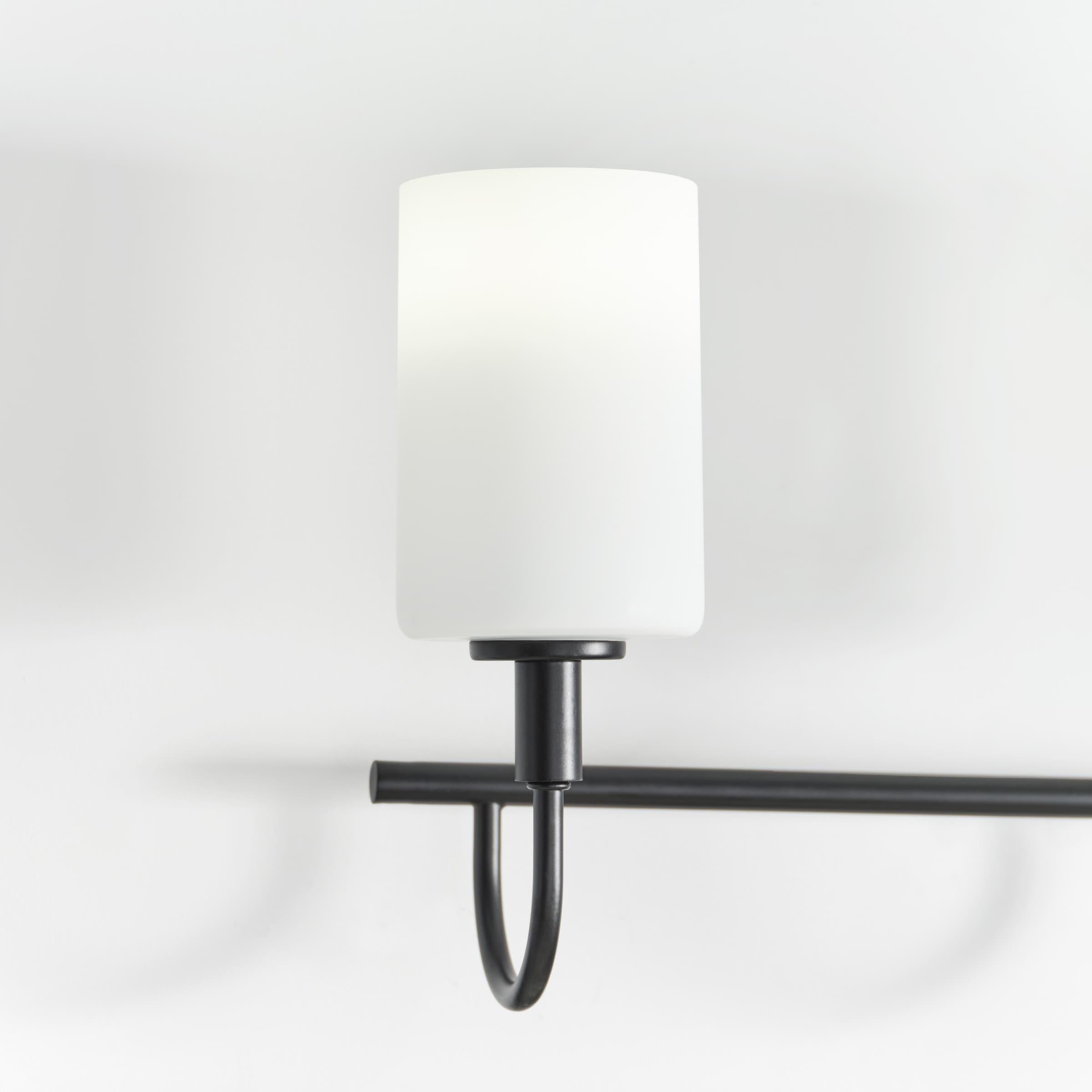 Alvin 4-Light Midnight Black Vanity with Etched White Glass