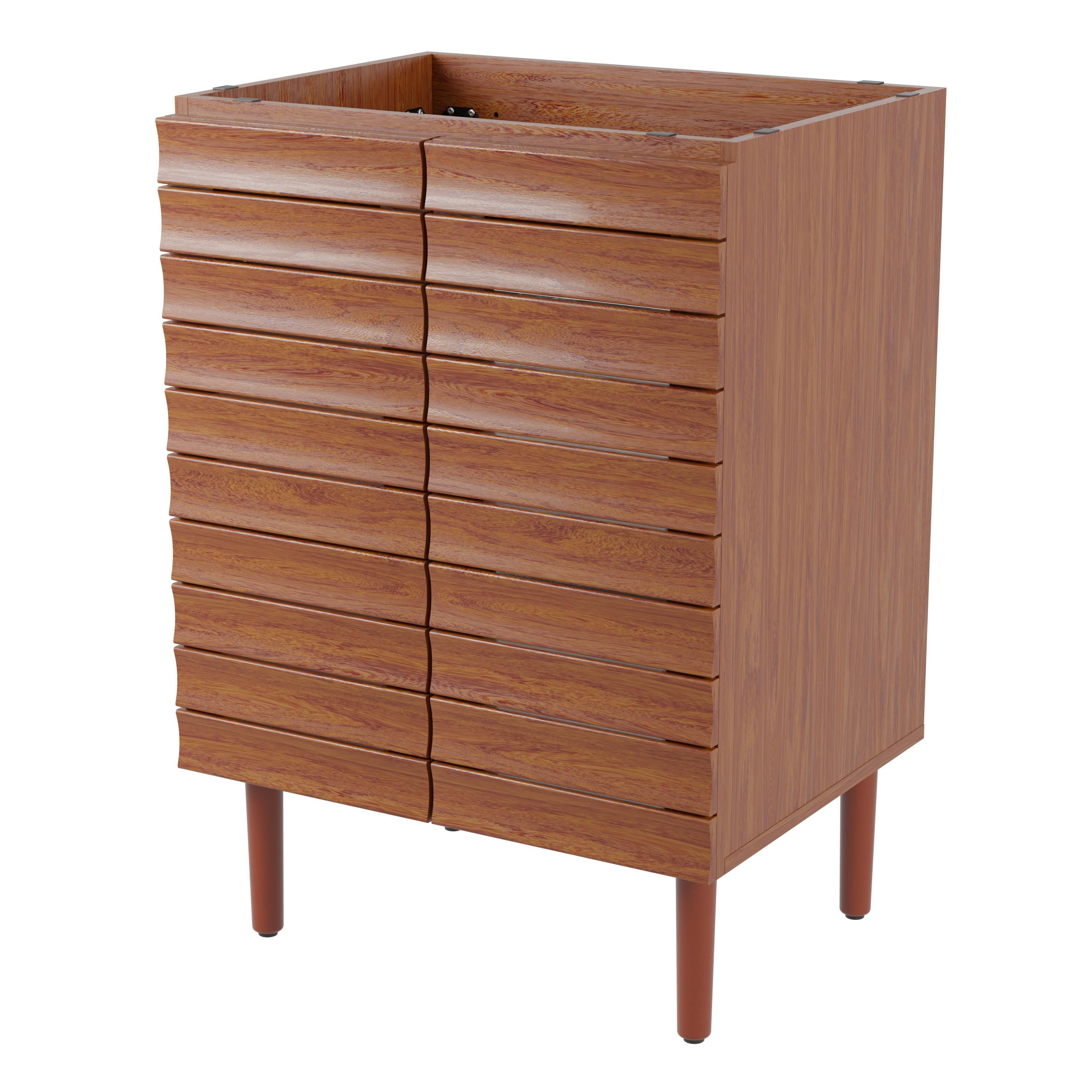 Aubert 24" Slat Modern Farmhouse 2-Shelf Bath Vanity Cabinet Only (Sink Basin not Included)