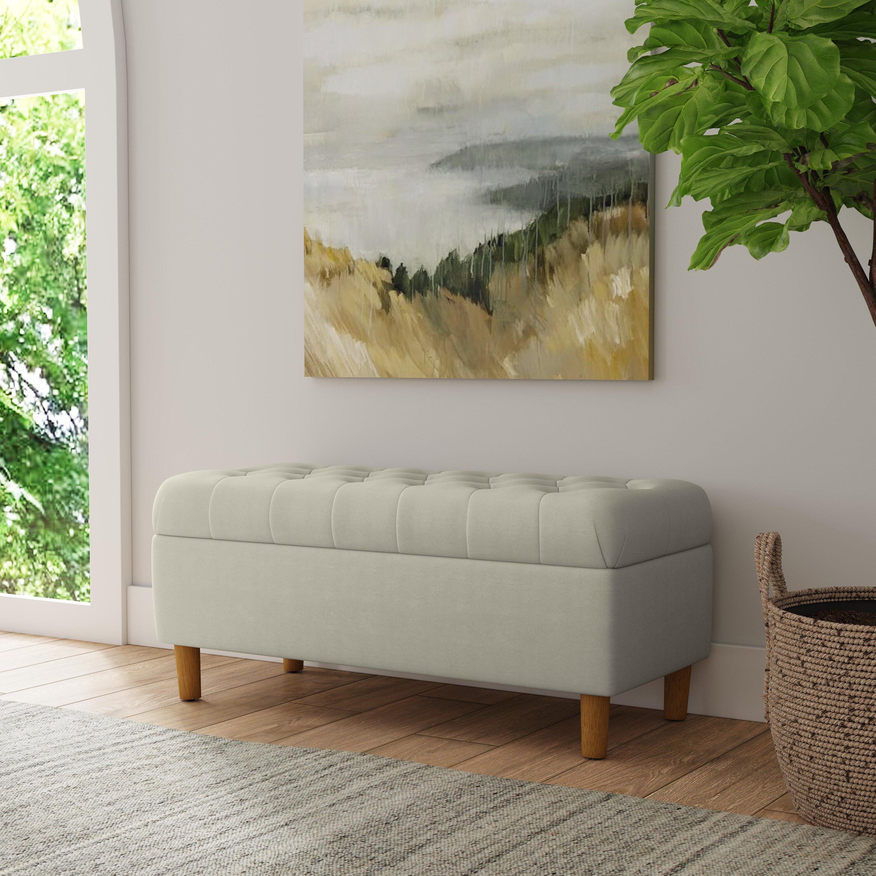 HomePop Velvet Upholstered Storage Bench