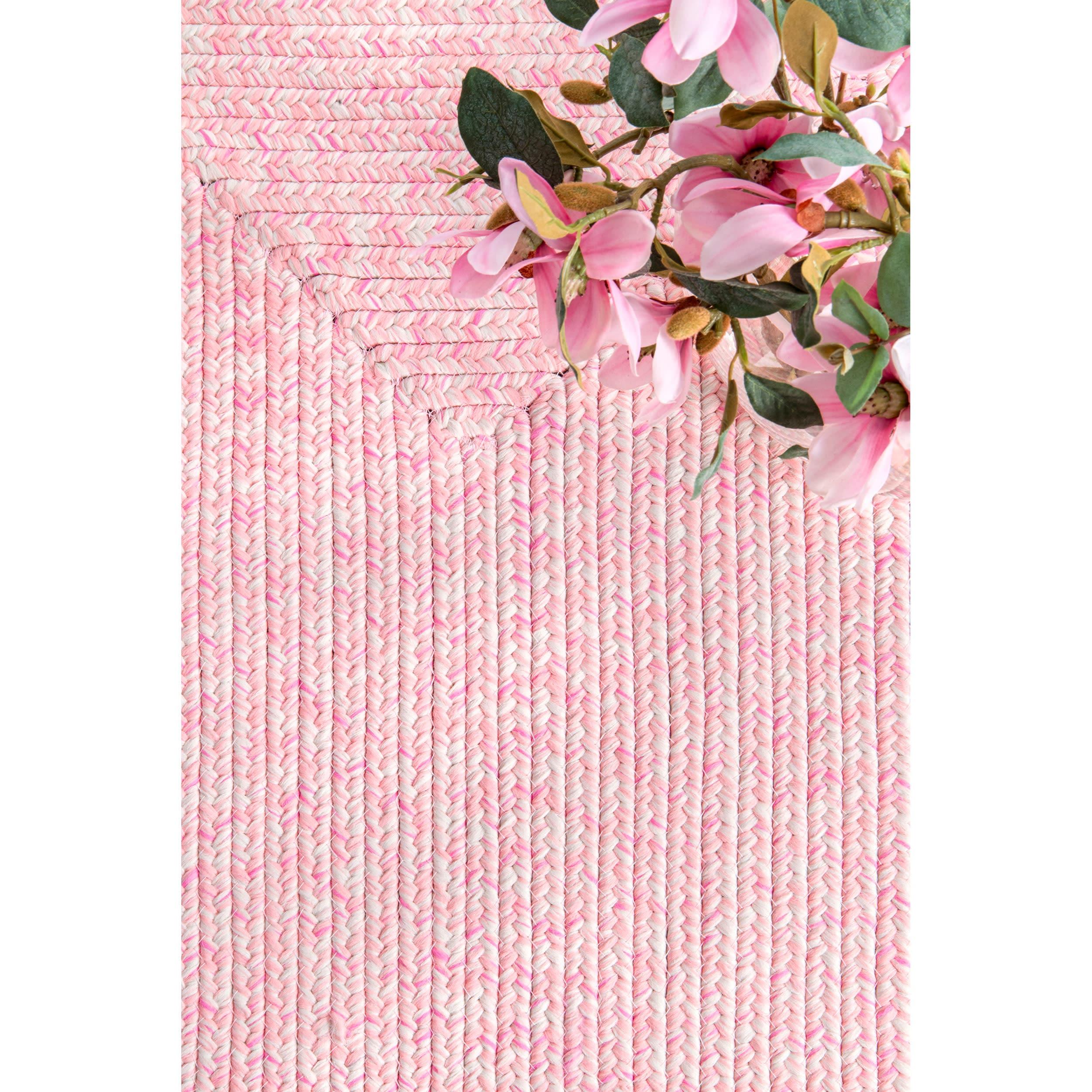 Handmade Pink Braided 25" Reversible Indoor-Outdoor Rug