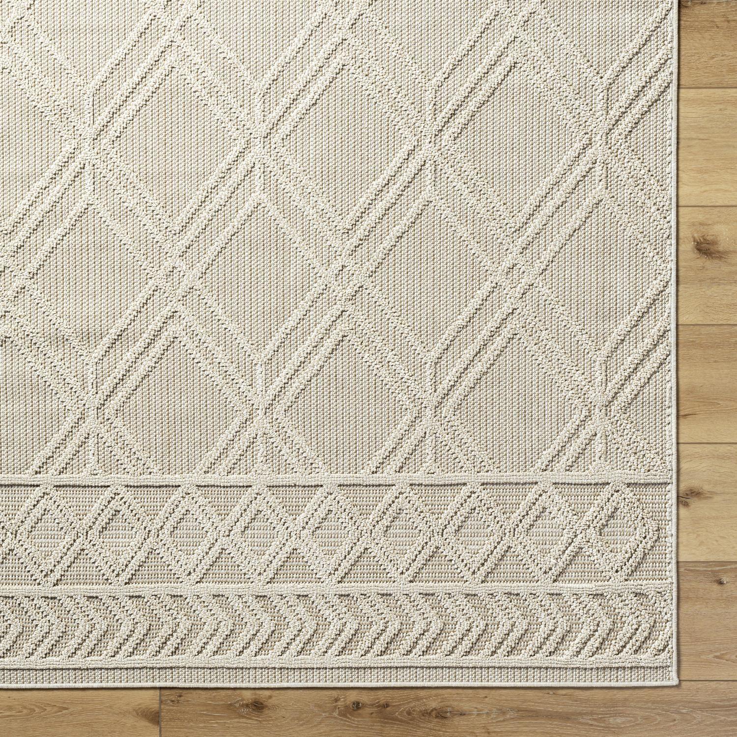 Flash Furniture Melissa Handwoven Area Rug - Ivory - 8' x 10' - Triple Blend Cotton/Wool/Polyester Threads - Geometric Design