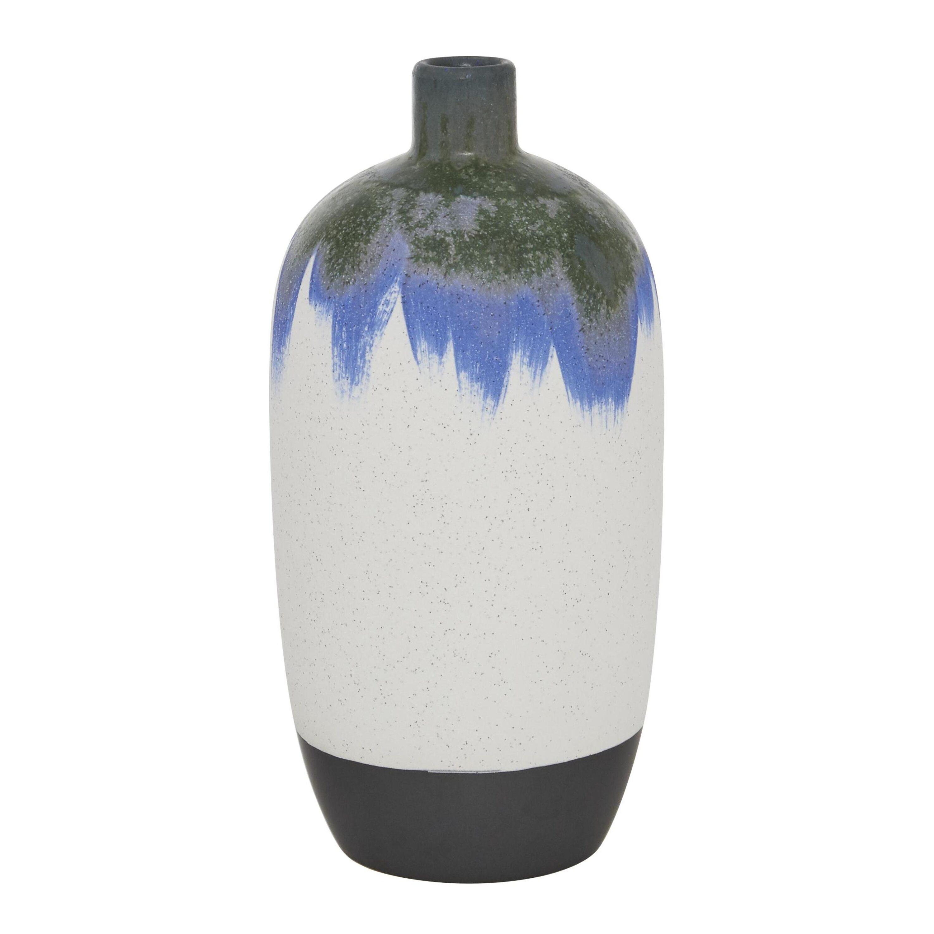Novogratz White Ceramic Contemporary Vase, 13 X 6 X 6 | Wayfair