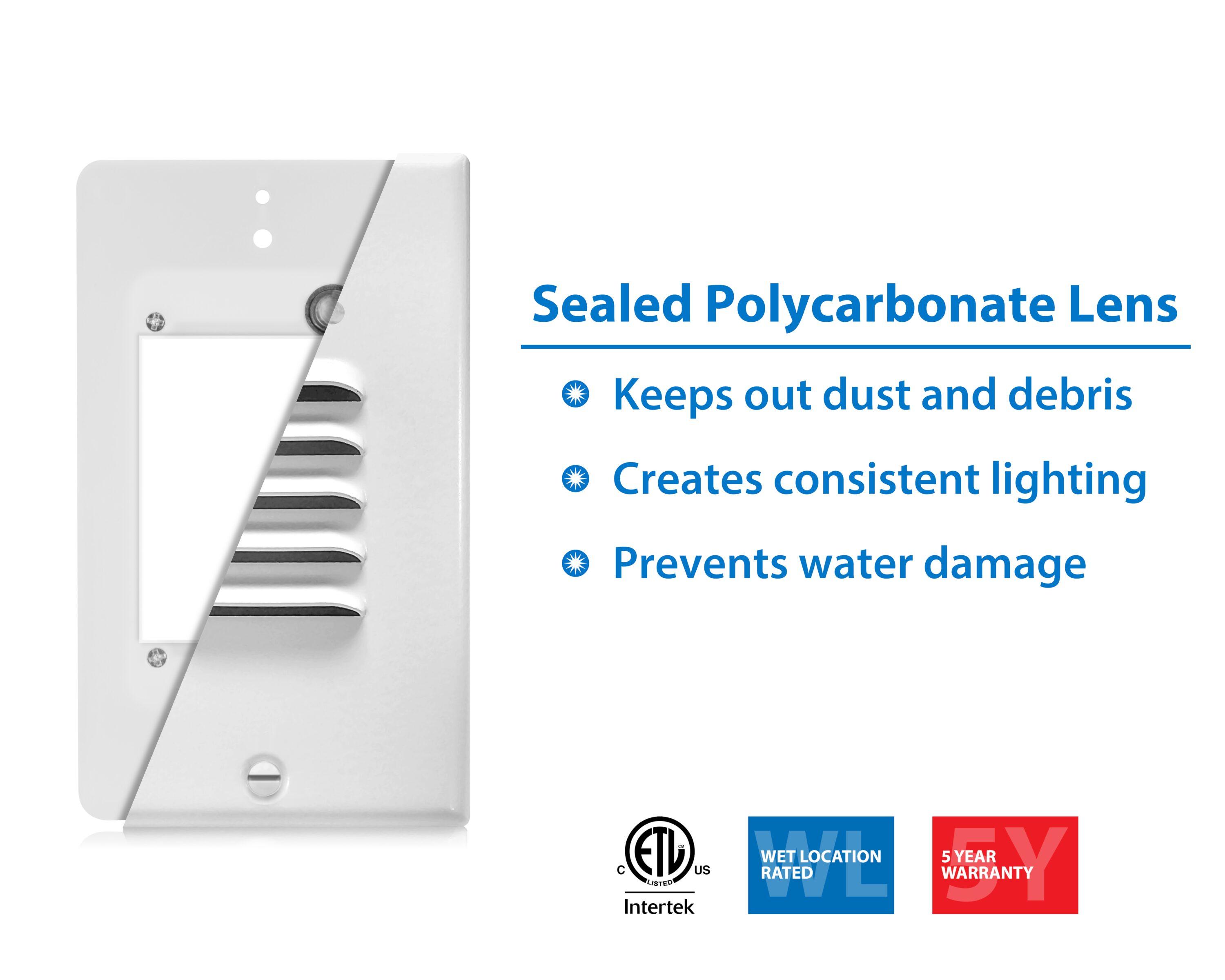 STP2 Series White LED Hardwire Stair Light Louvered with Dusk to Dawn Sensor
