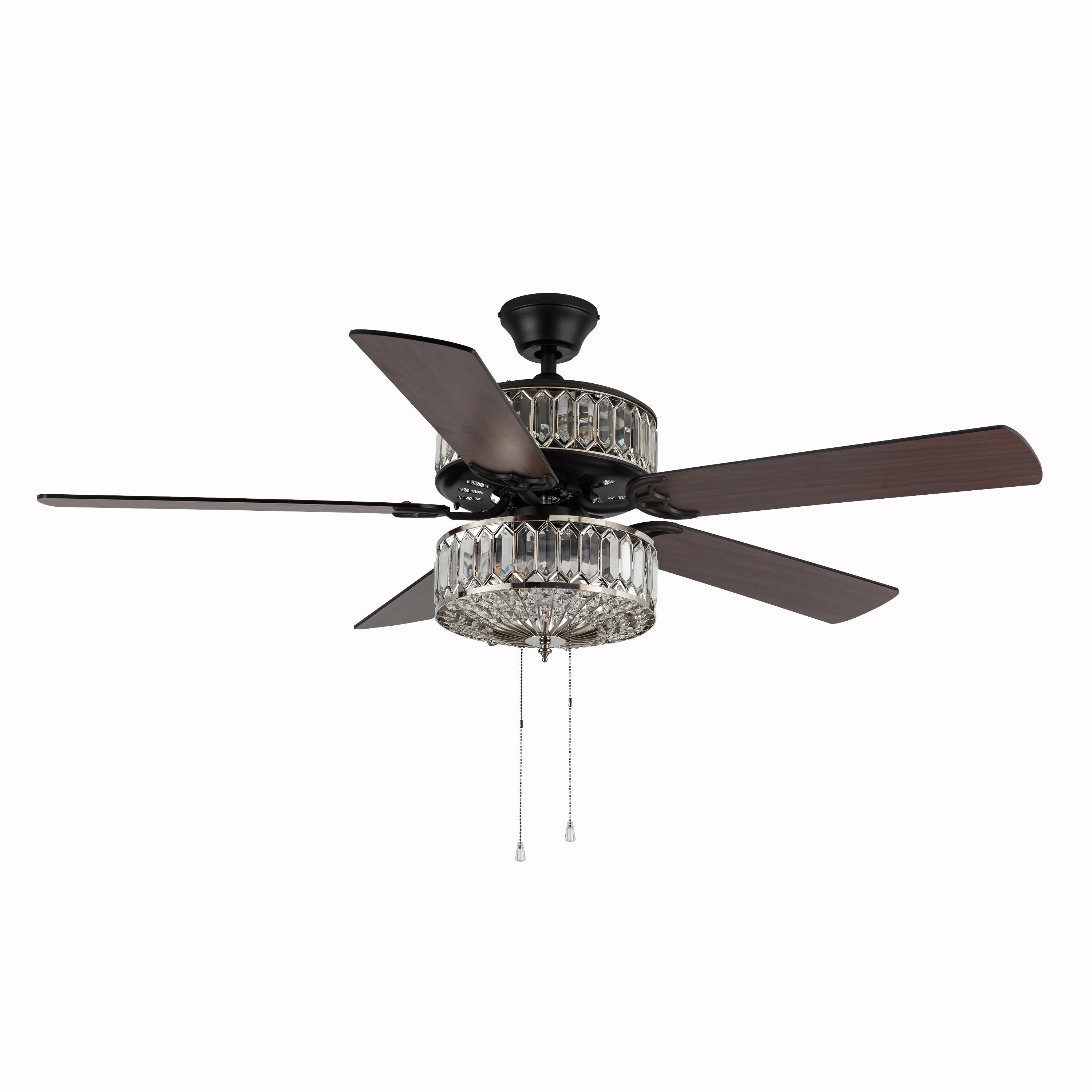 Kelly Clarkson Home 52" Lea 5 - Blade Geometric Cut Crystal Ceiling Fan with Pull Chain