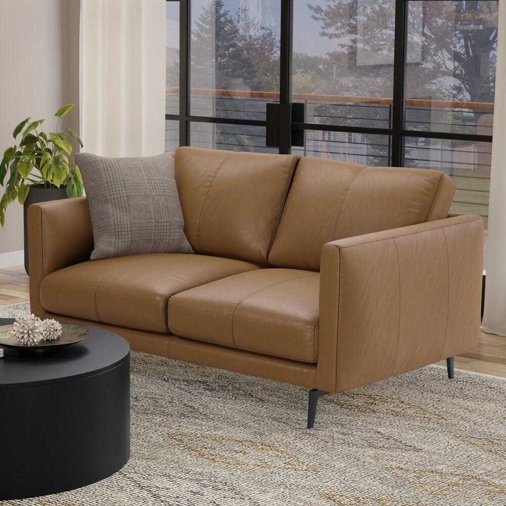 Simpli Home Stevens Leather Sofa